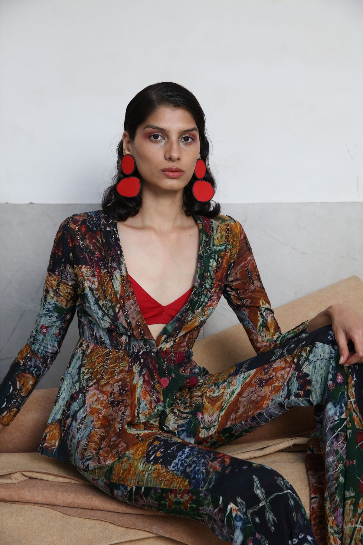 Multicolour Digital Embroidered Sharara Set