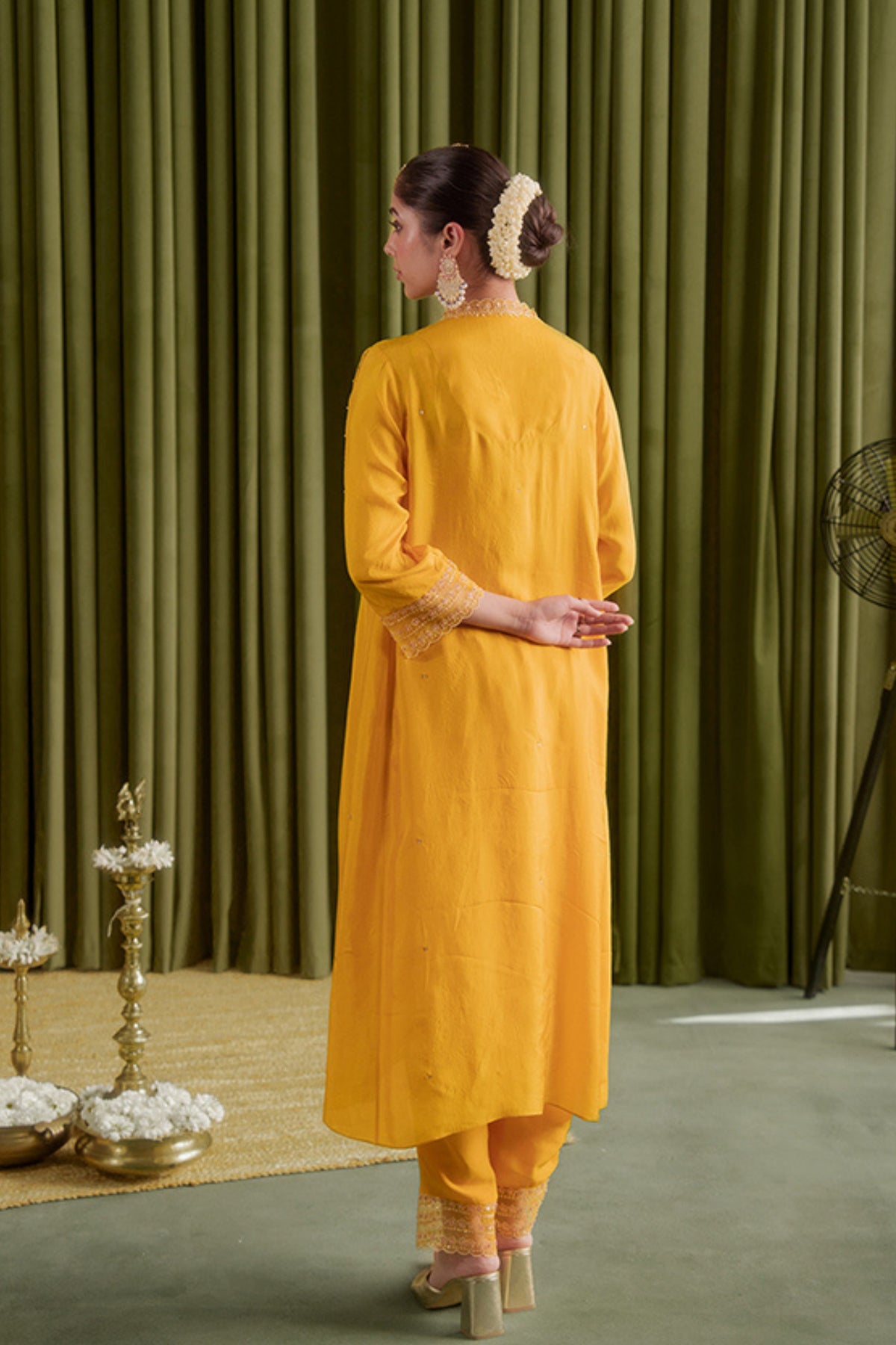 Golden Yellow Embroidery Kurta Set