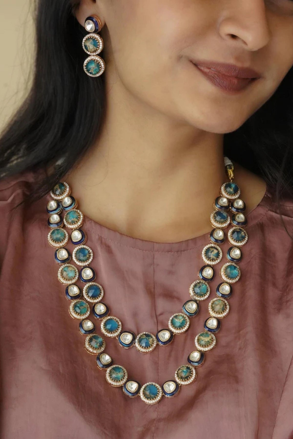 Blue Color Contemporary Necklace Set