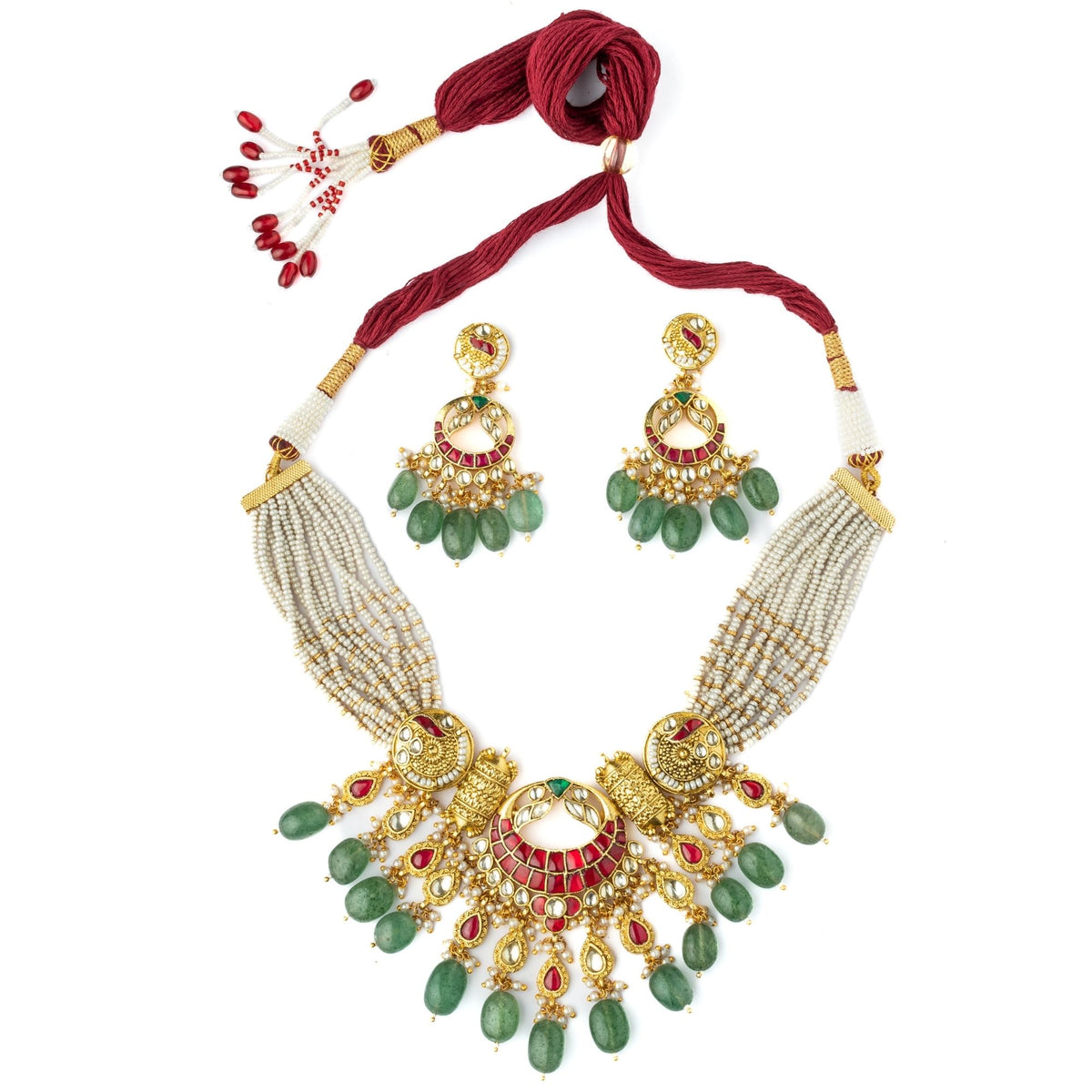 Green Kundan Polki Set