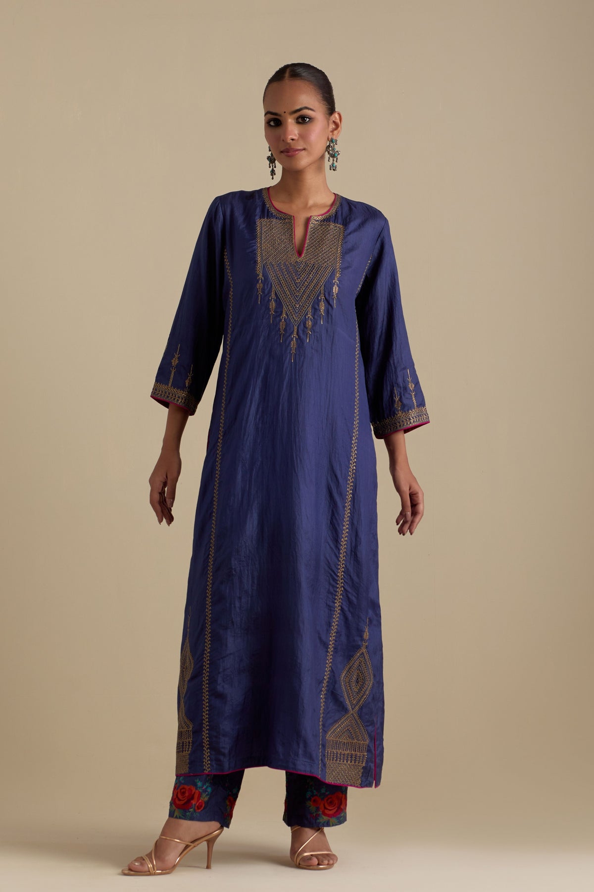 Blue Silk Straight Kurta Set