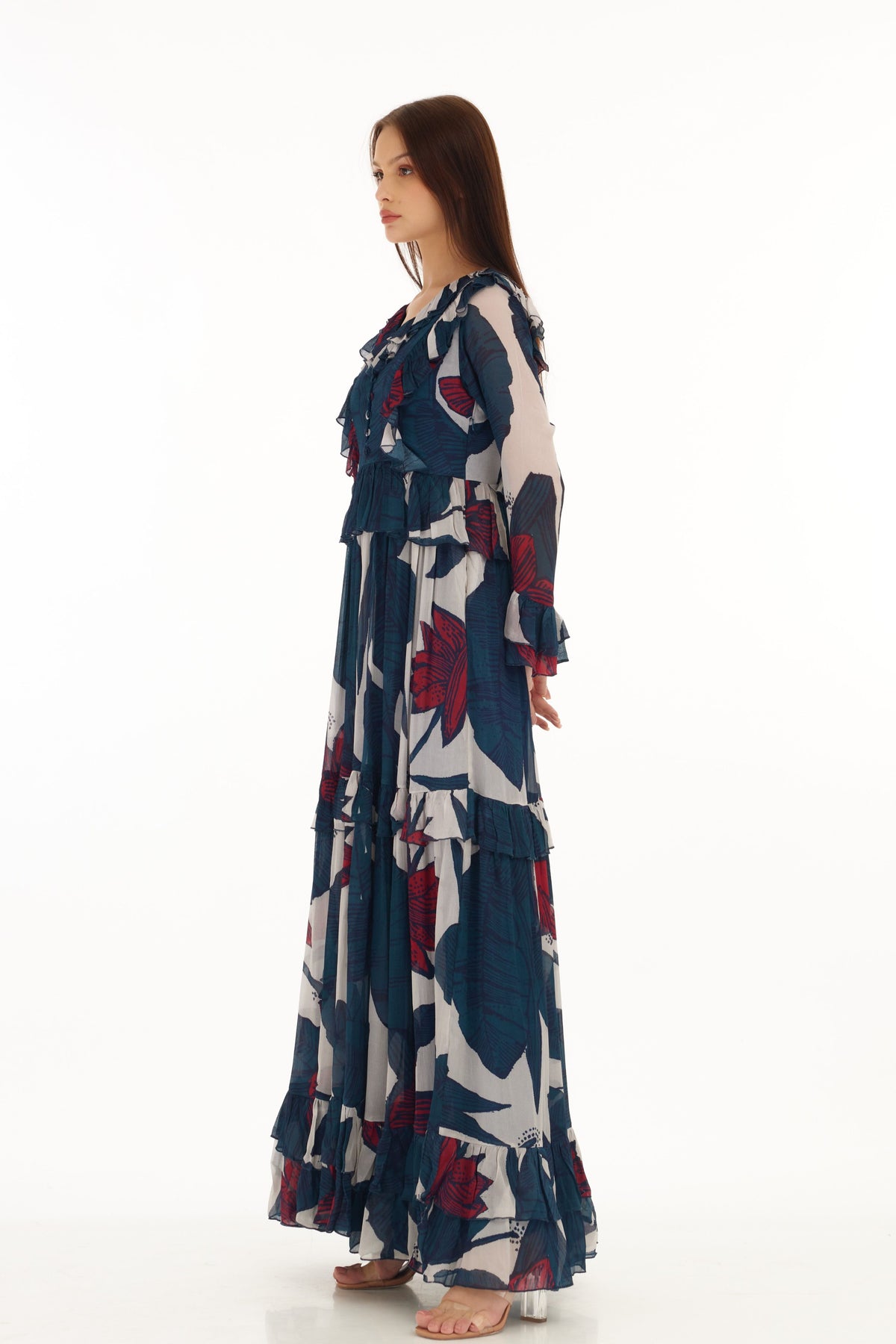Blue and White Long Dress