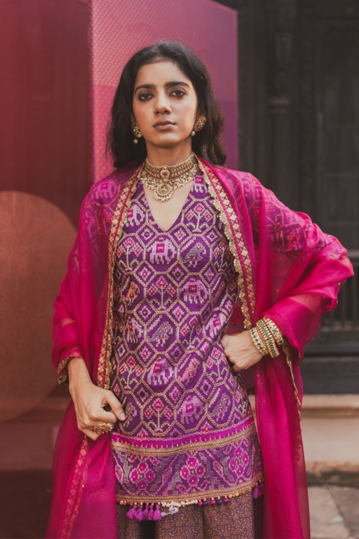 Bhavi Magenta Sharara Set