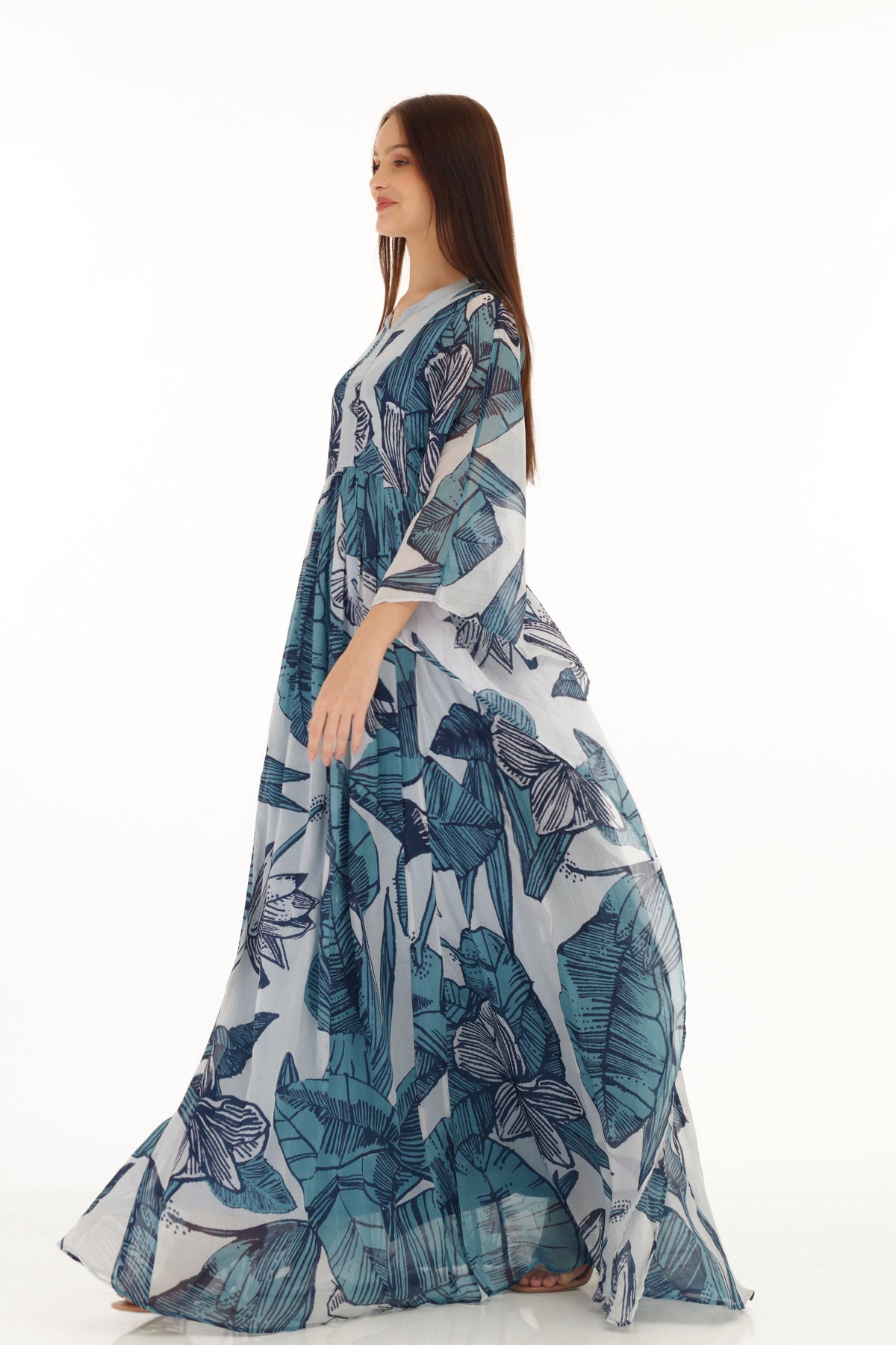 Blue and White Kaftan Dress