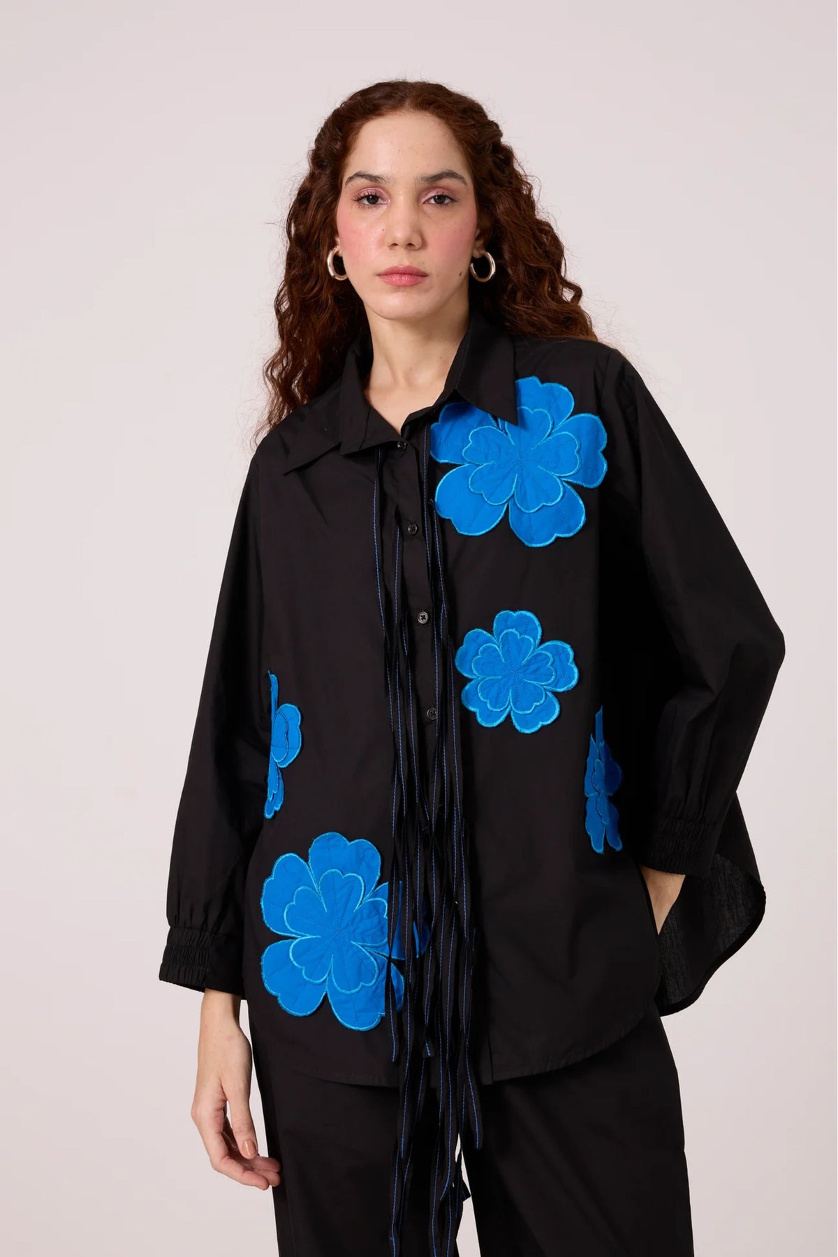 Sasha Applique Black Shirt