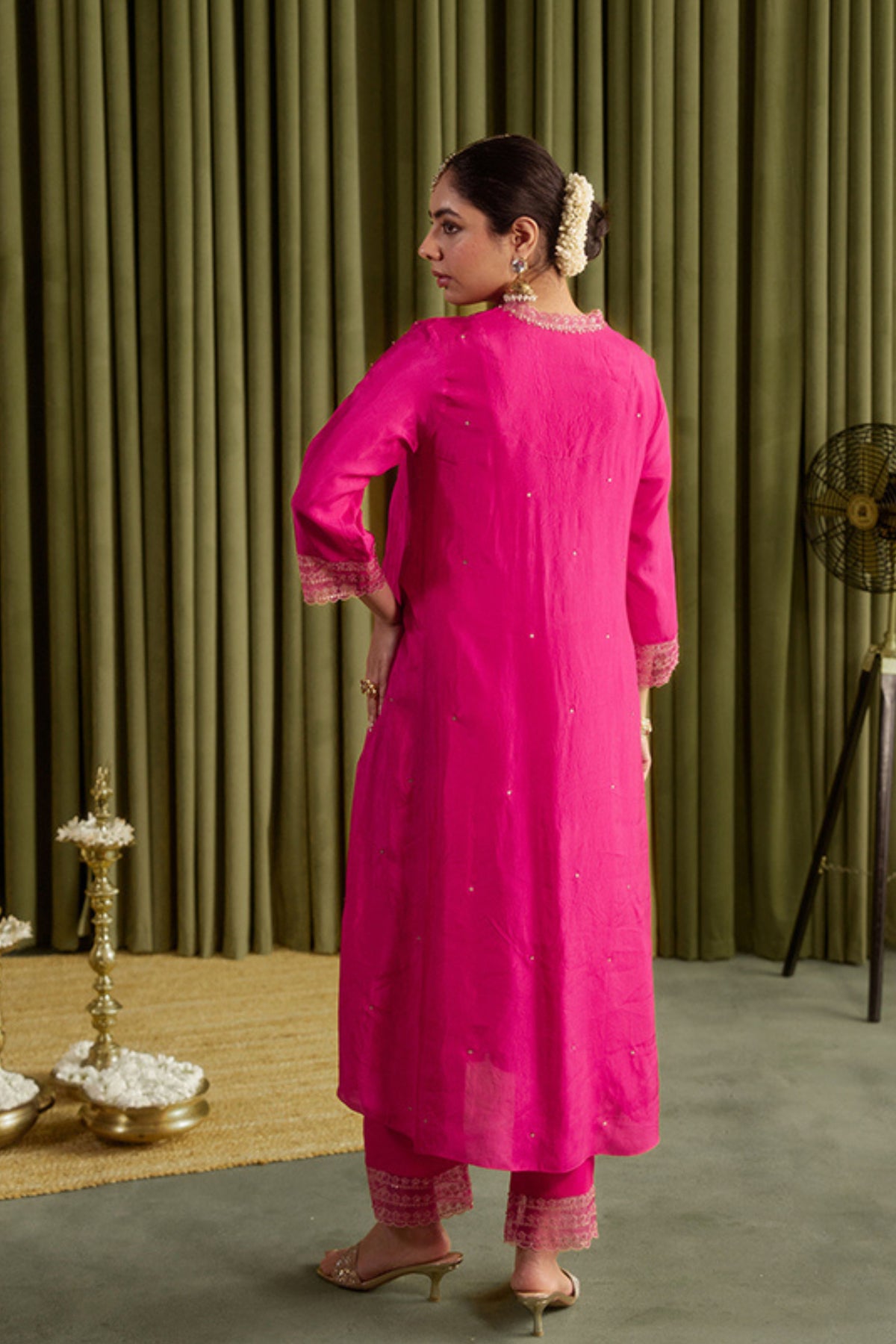 Hot Pink Embroidery Kurta Set