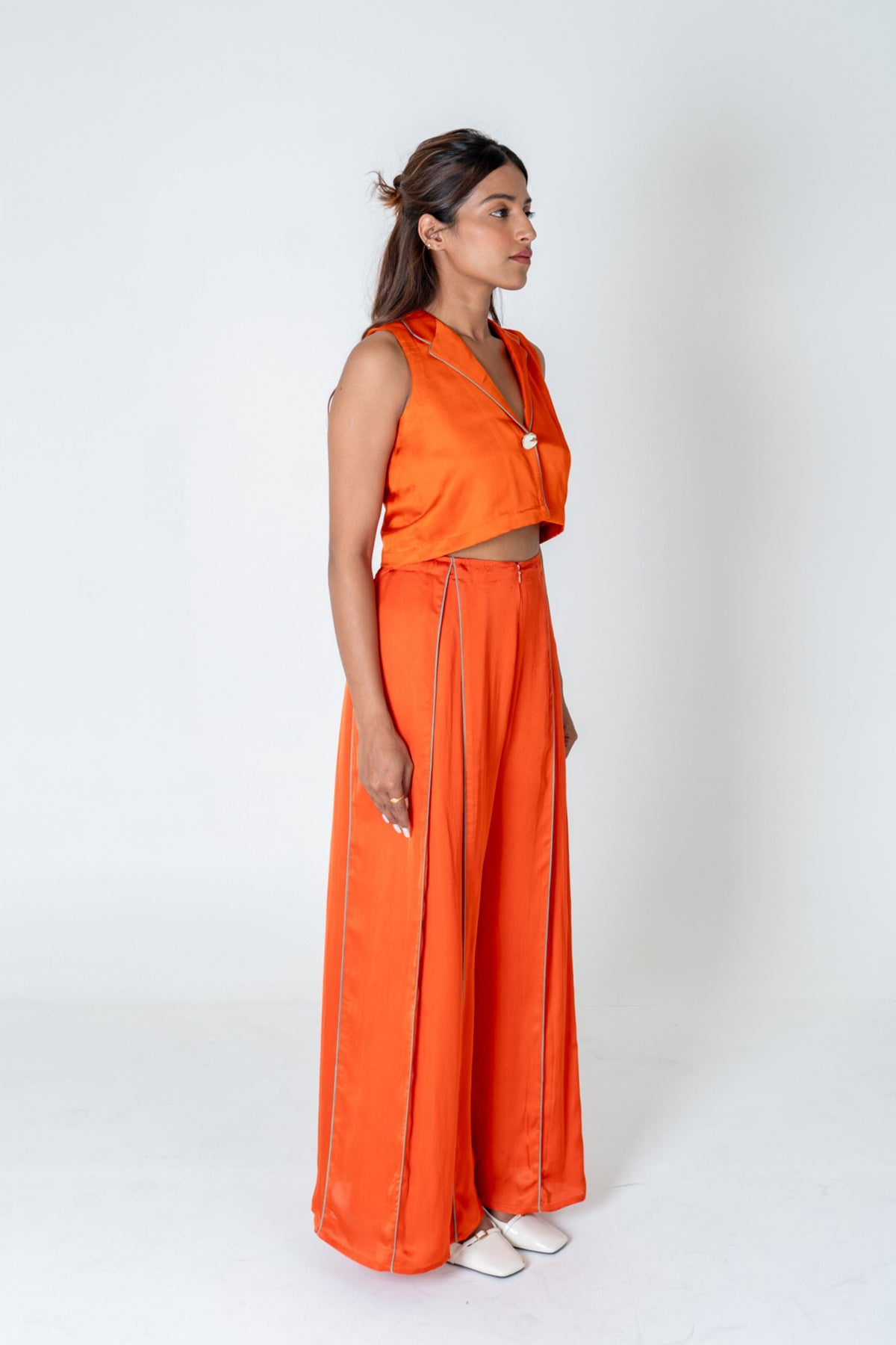 Orange Sleeveless Waistcoat Co-ord Set