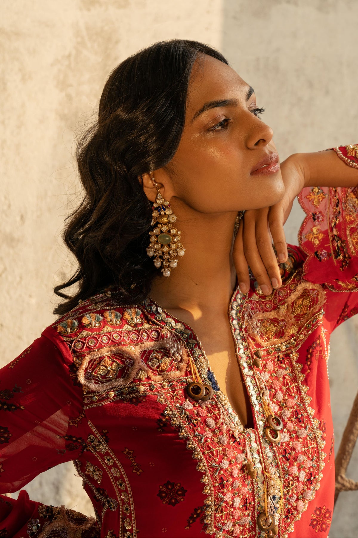Tomato Red Printed Kurta Set