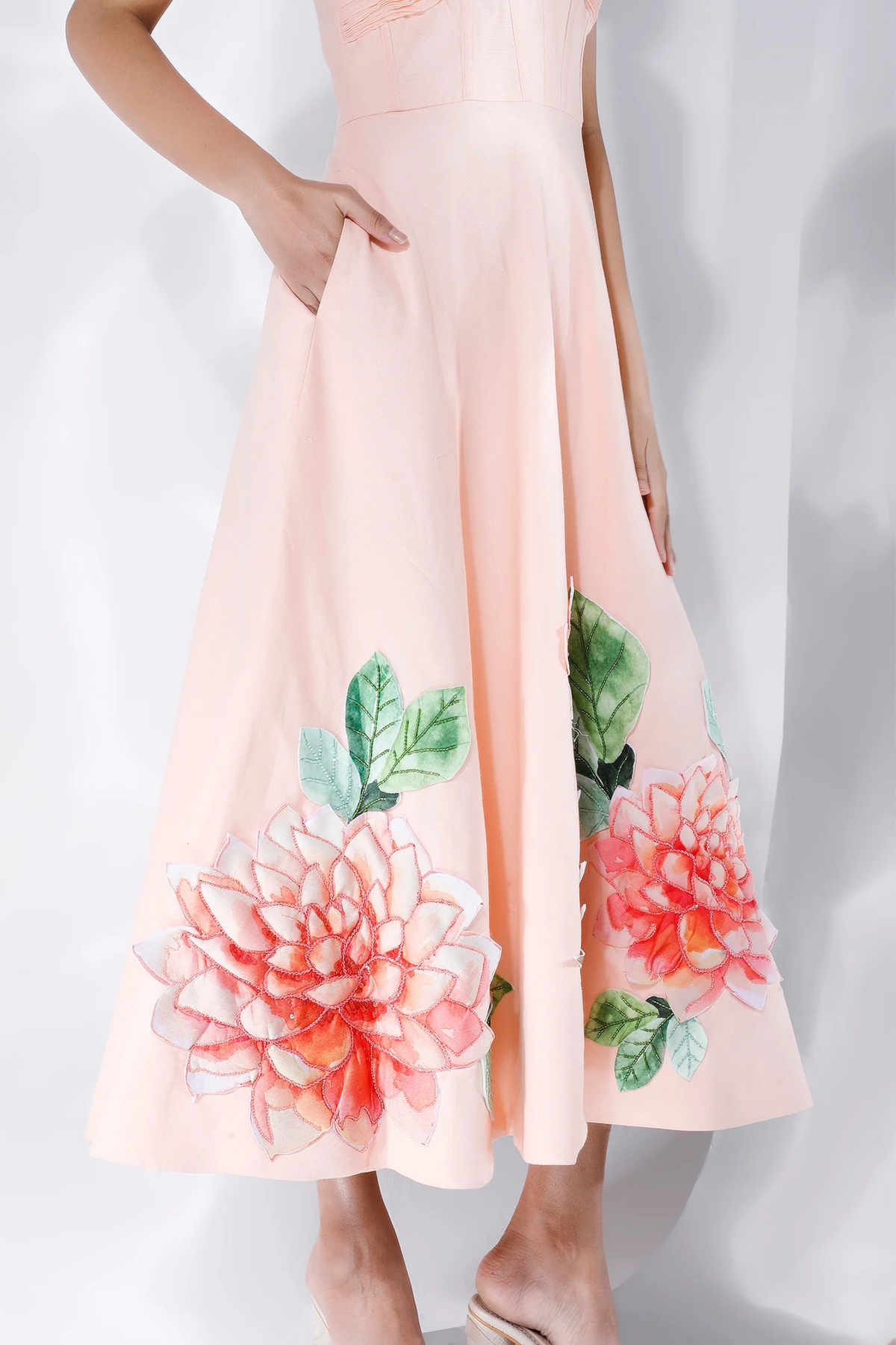 Peach Embroidered Dress