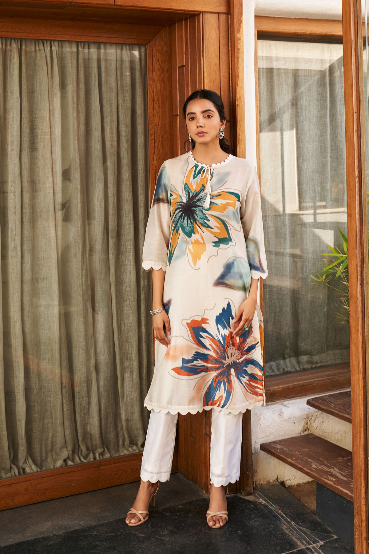 Summer Flower Ivory Kurta Set