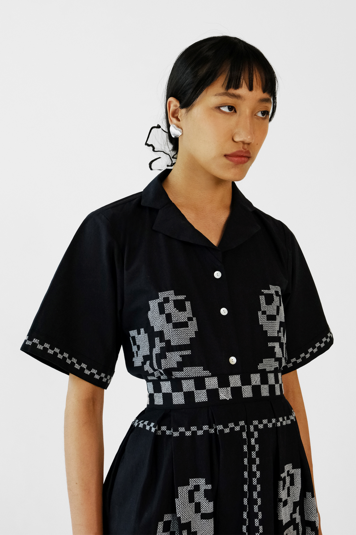 Black Embroidery Skirt Set