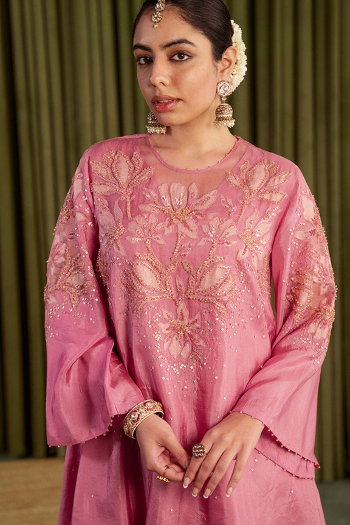 Rose Pink Embroidered Kurta