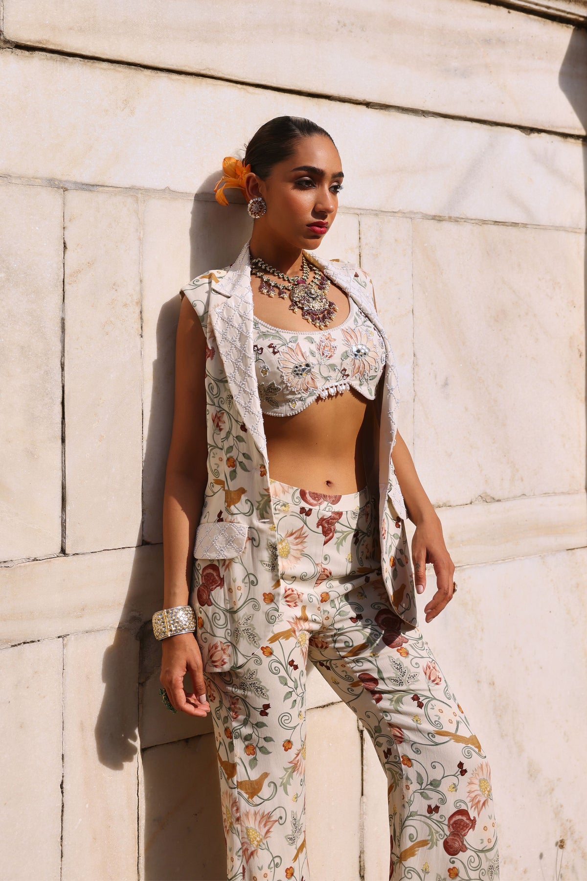 Tishya Co-ordinated Set in Ivory