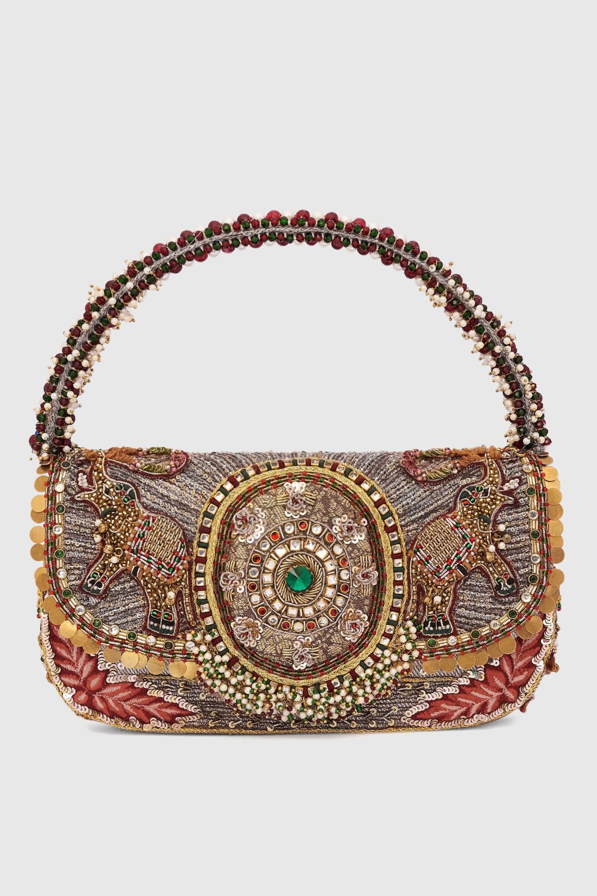 Gajah Flapover Silver Clutch