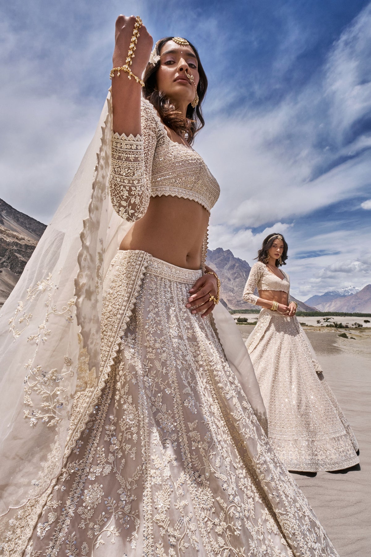 Ivory Organza Leh Saahira Lehenga Set