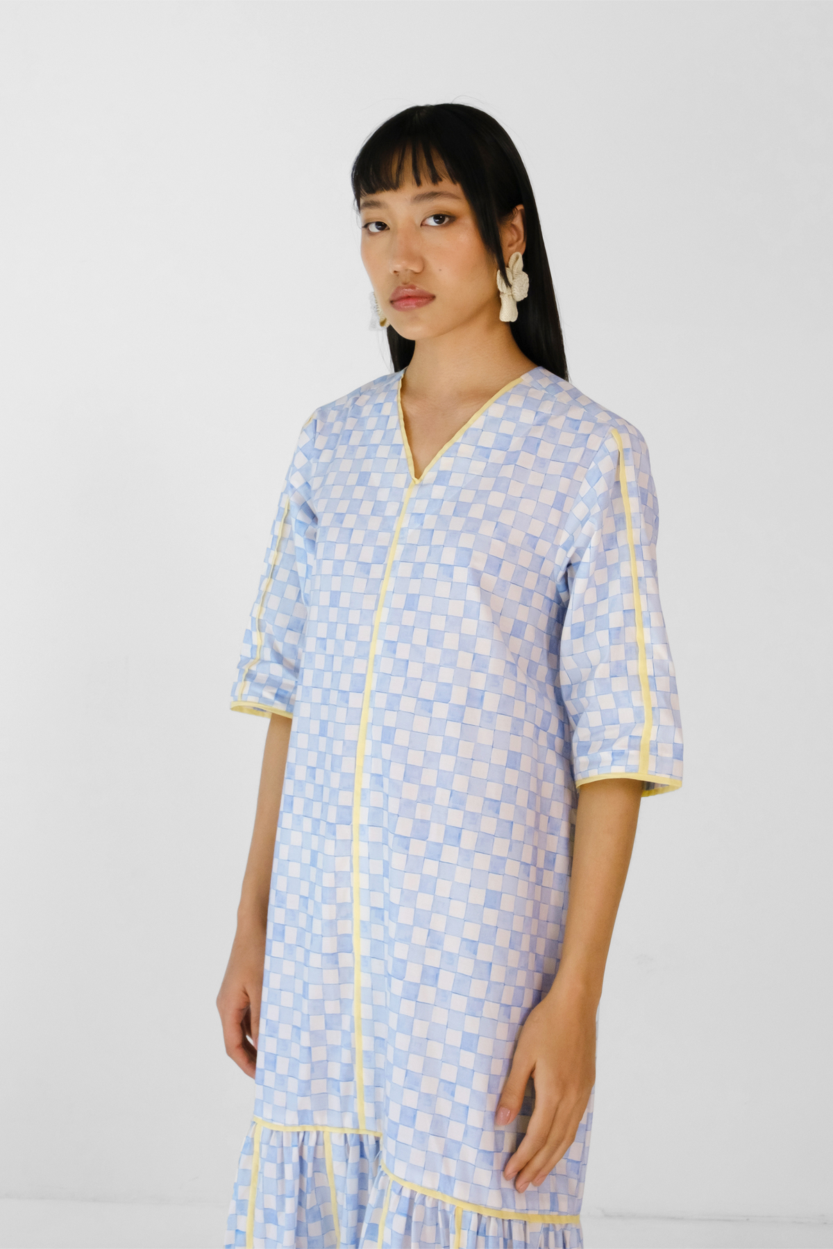 Blue Checks Applique Dress