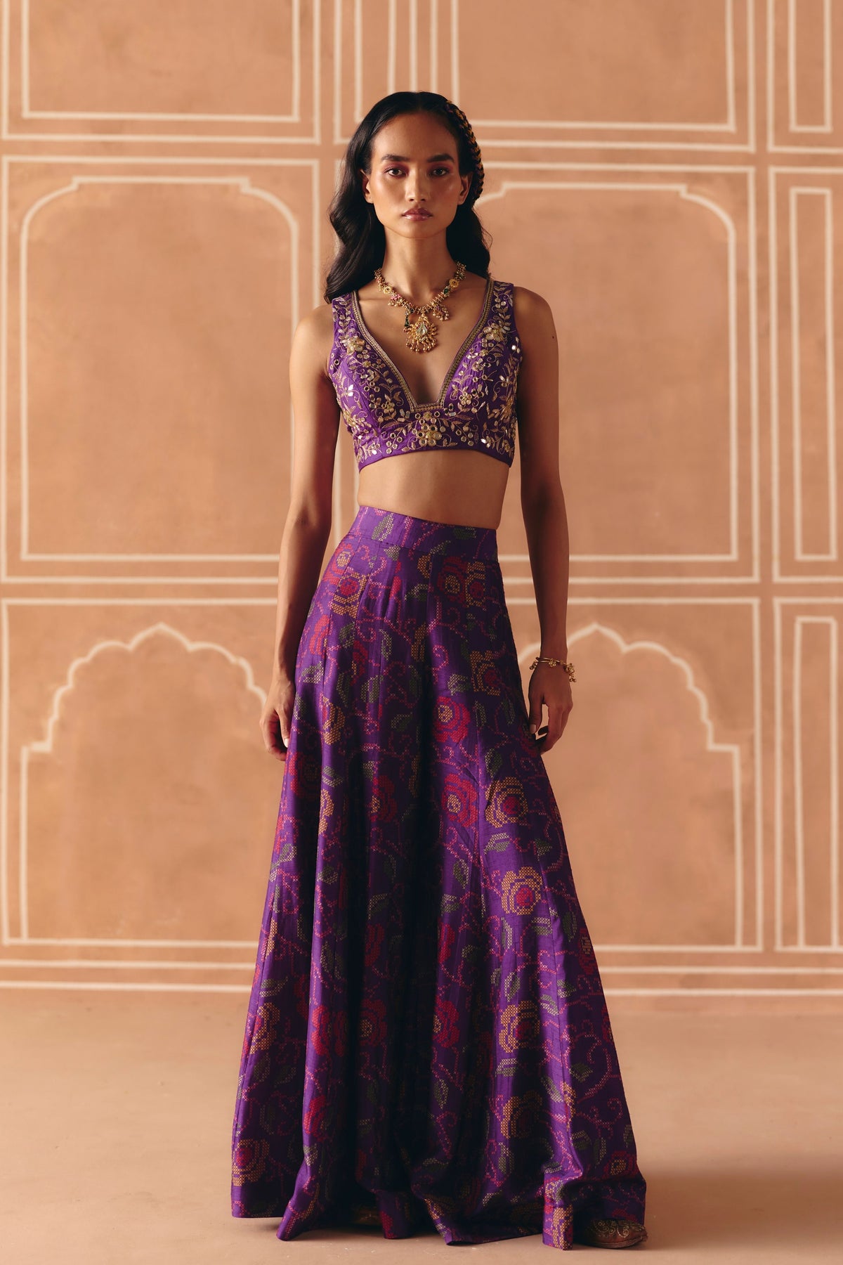 Imperial Violet Sharara Set