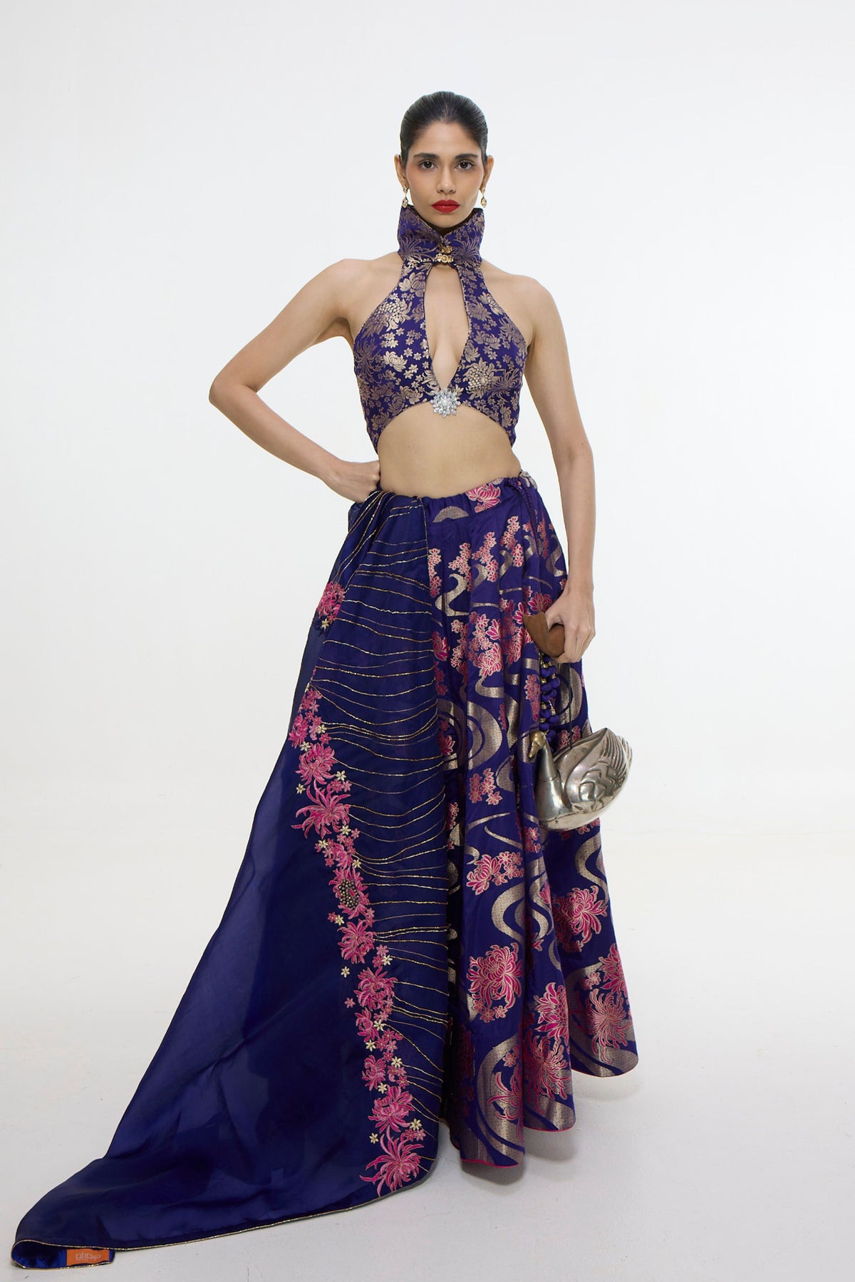 Aubergine Cutwork Lehenga Set
