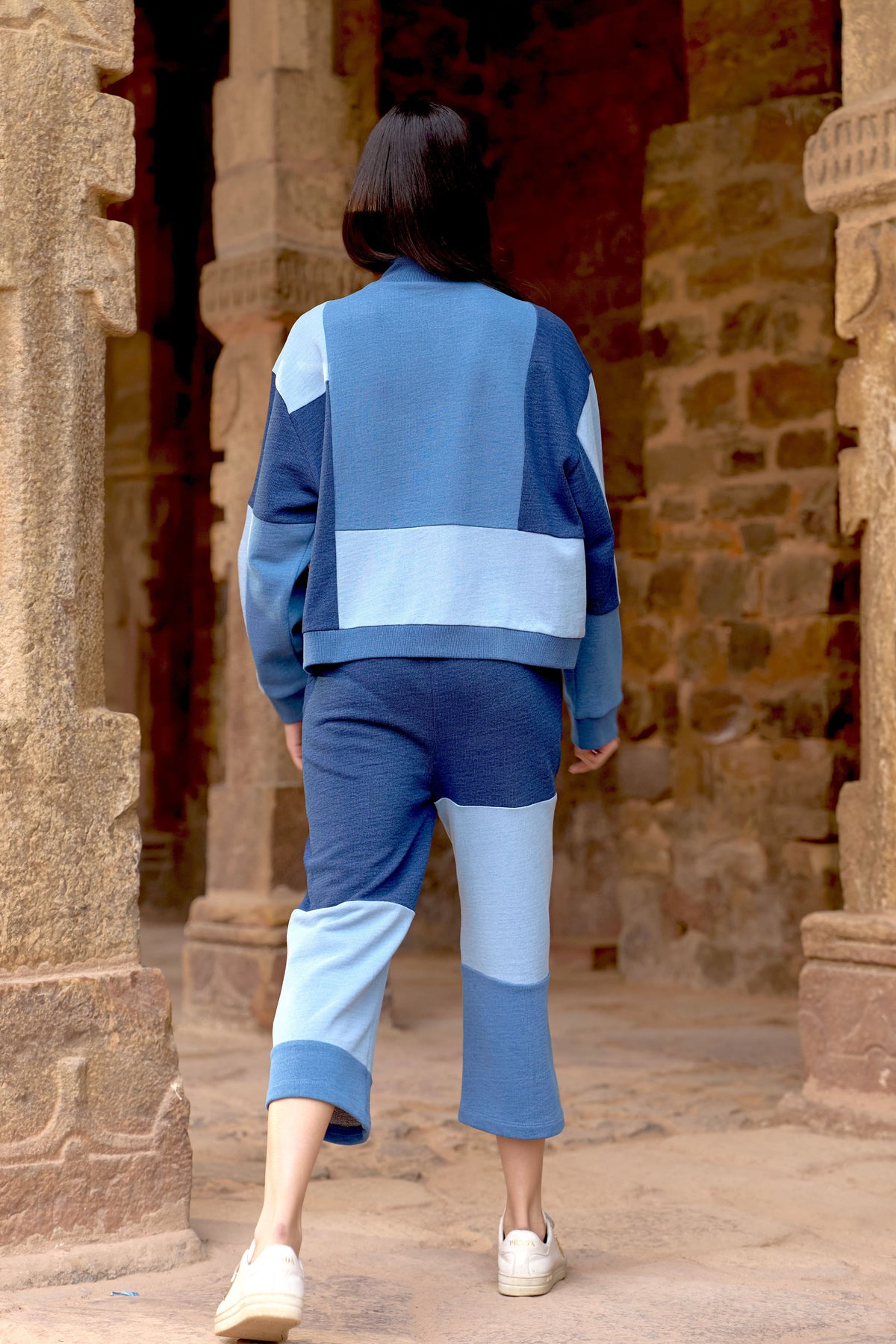 Indigo Blocked Zip Sweatshirt