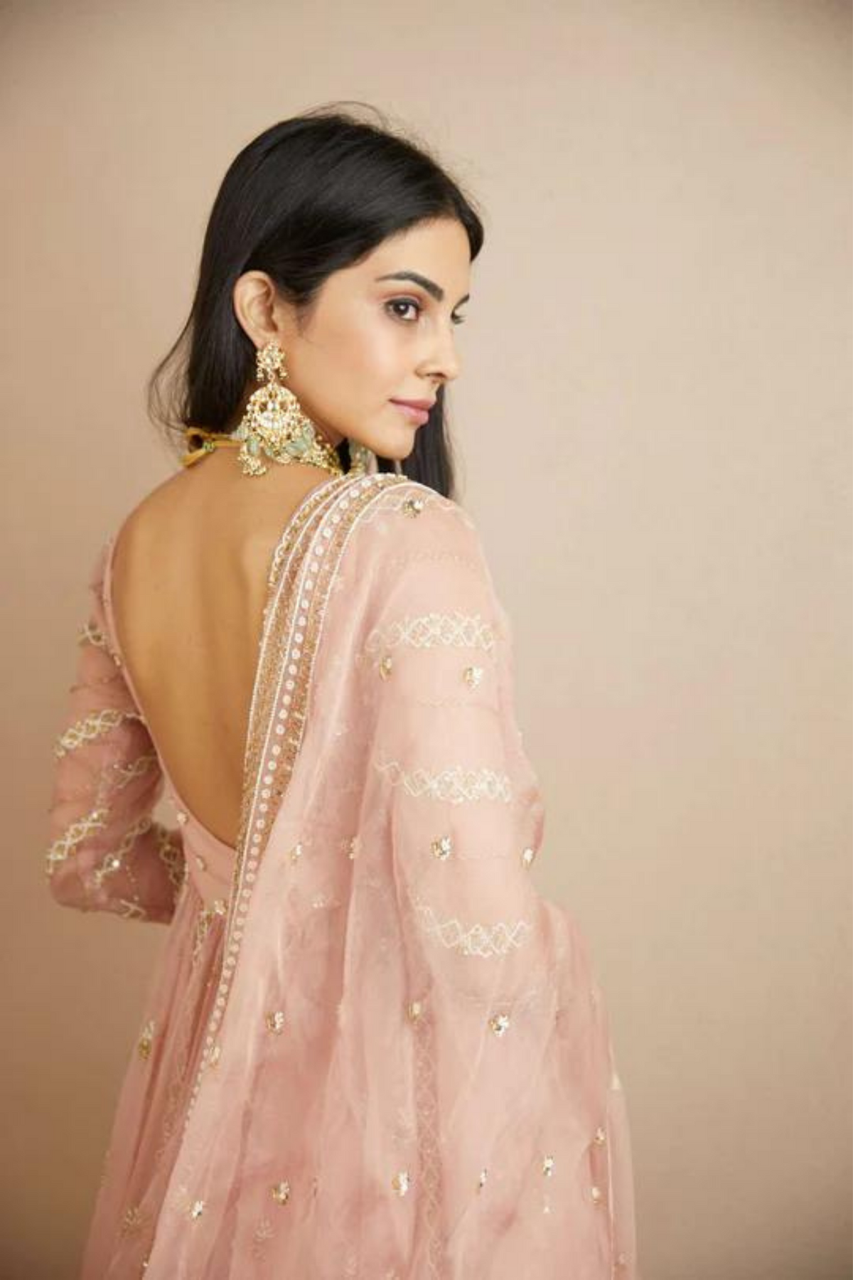 Blush Pink Anarkali With Lehenga Set