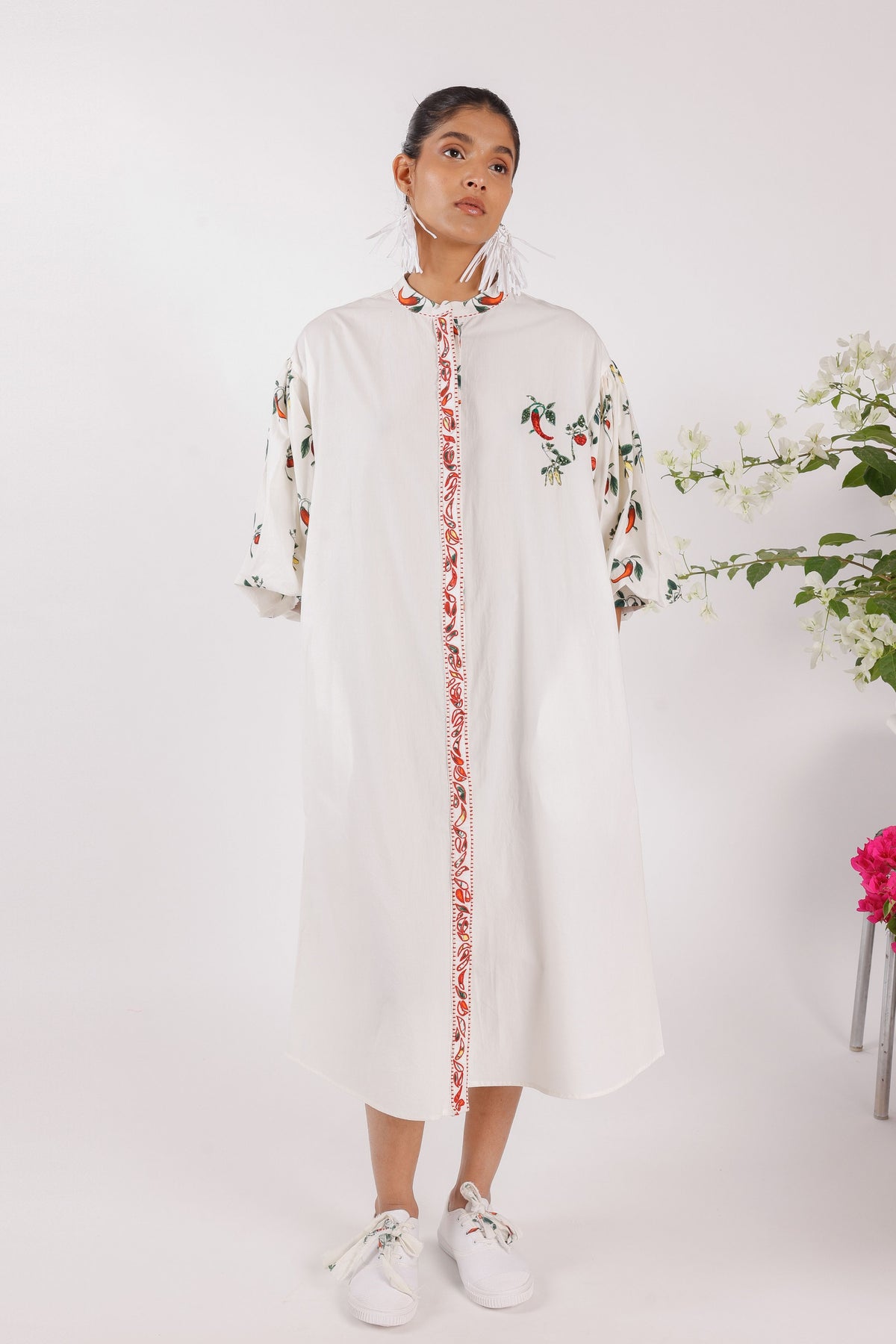 Chilli Print Poplin Shirt Dress