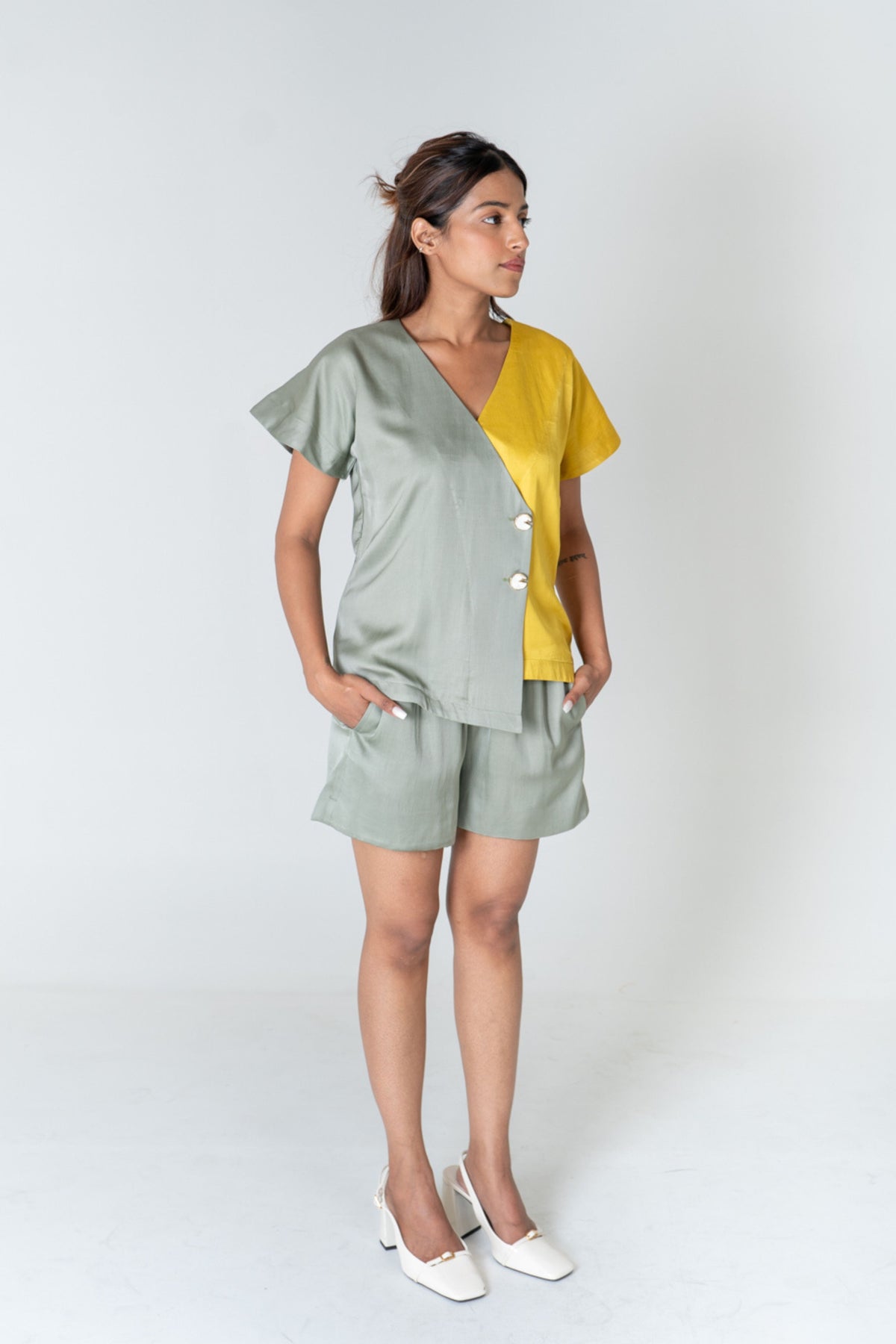 Green-yellow Short Co-ord Set