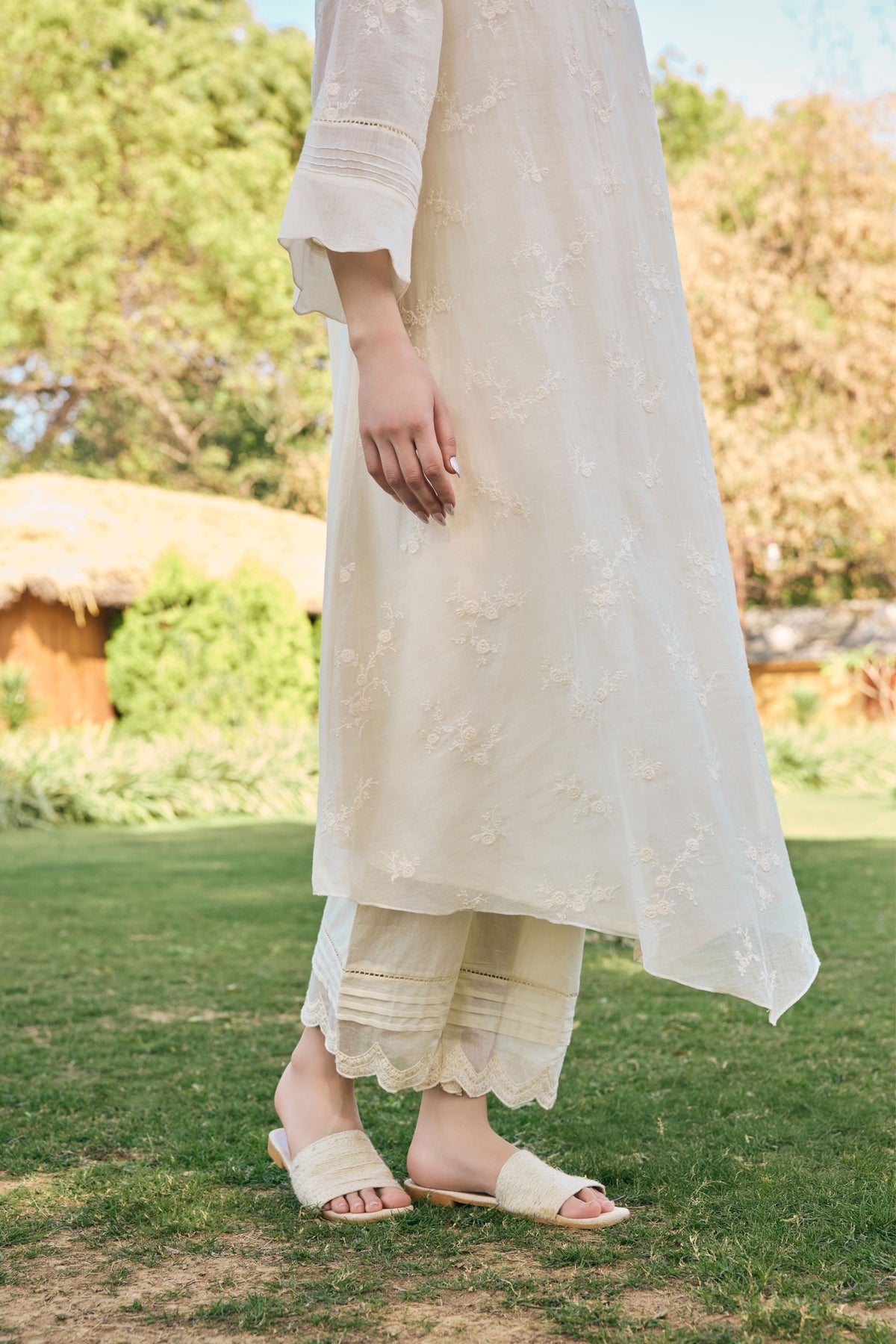 Ecru Embroidered Kurta