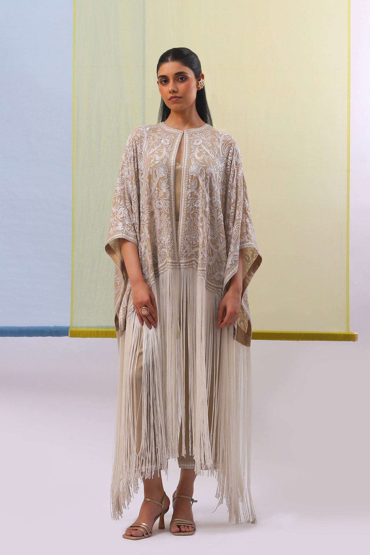 Beige Myra Cape Set
