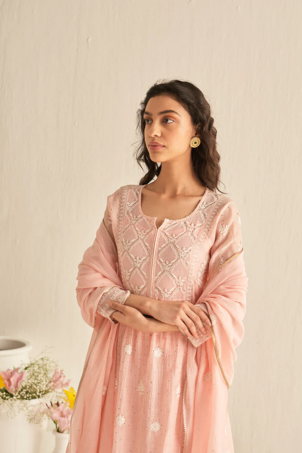 Pink Mulchanderi Sharara Set