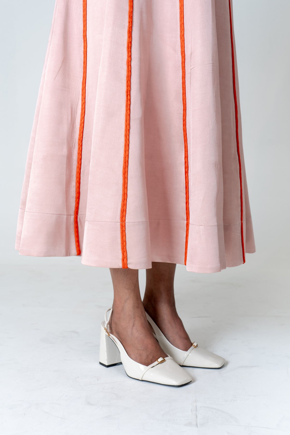 Pink Maxi Dress- Orange Braids