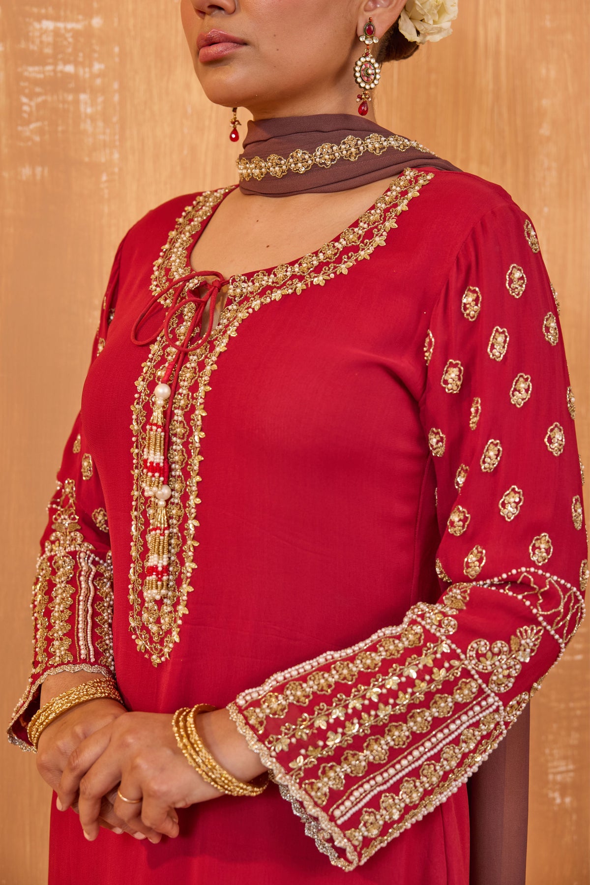 Ruby Red Sharara Set