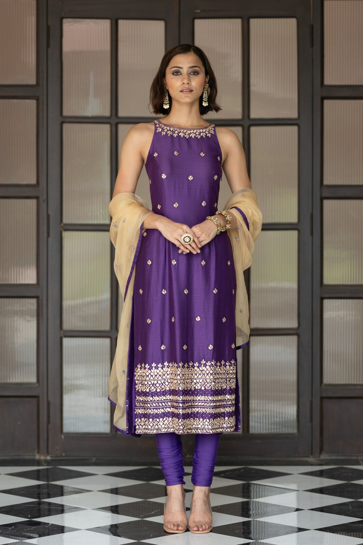 Purple Chudidar Set