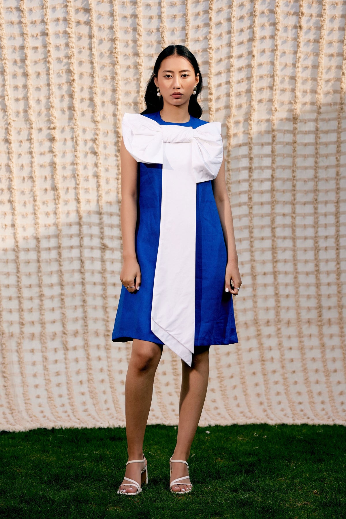White &amp; Blue Bowtiful Dress