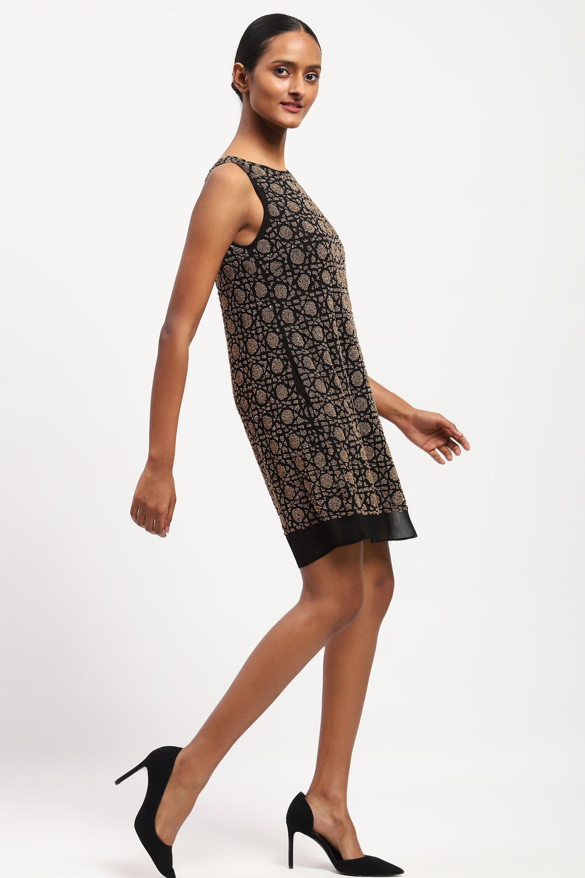 Embellished Wicker Pattern Dress