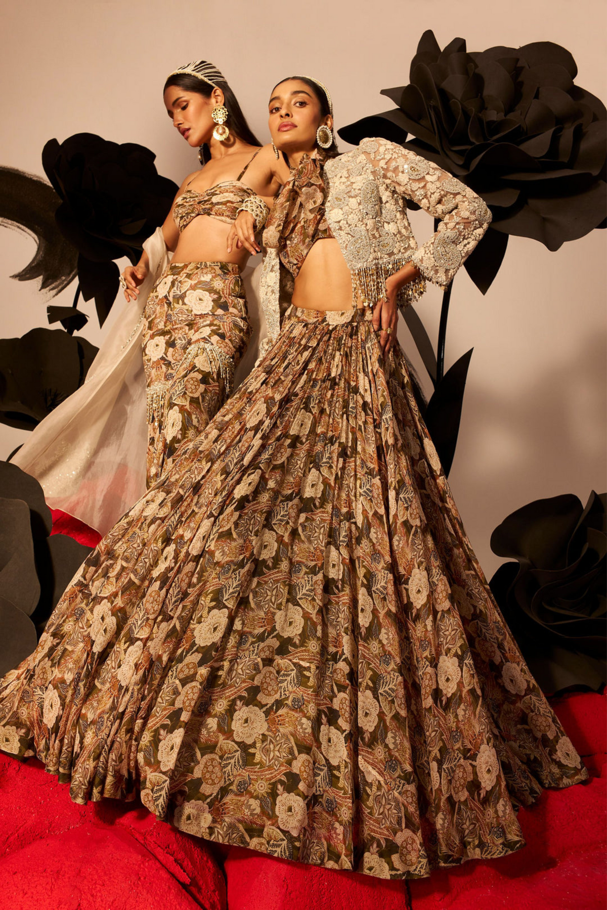 Abstract Floral Lehenga Set