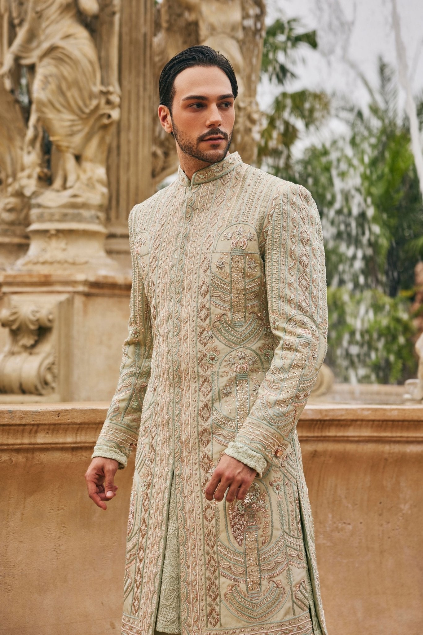Sage Siam Sherwani Set - Jigar & Nikita Menswear - Elahe