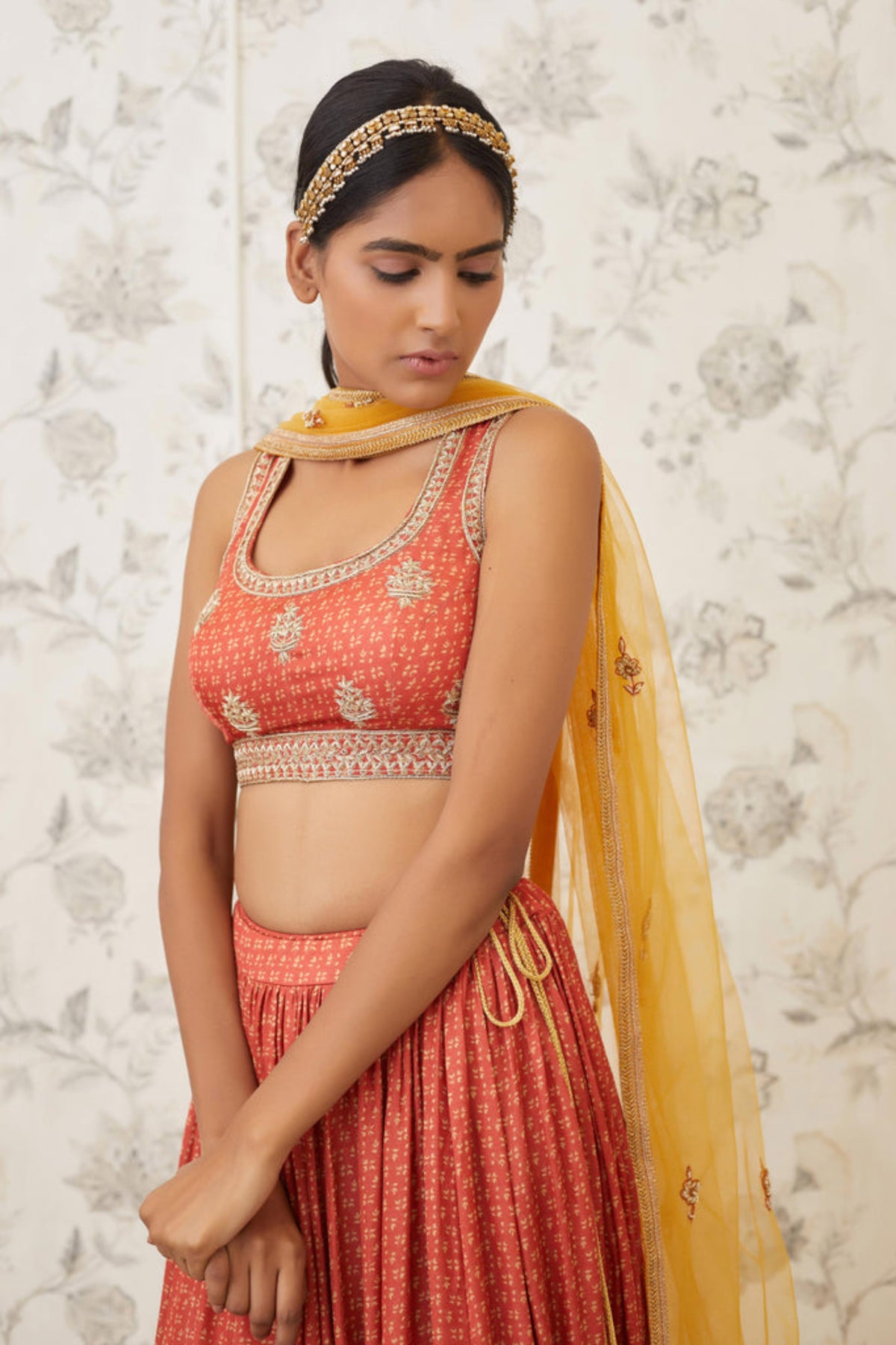Rust orange lehenga set