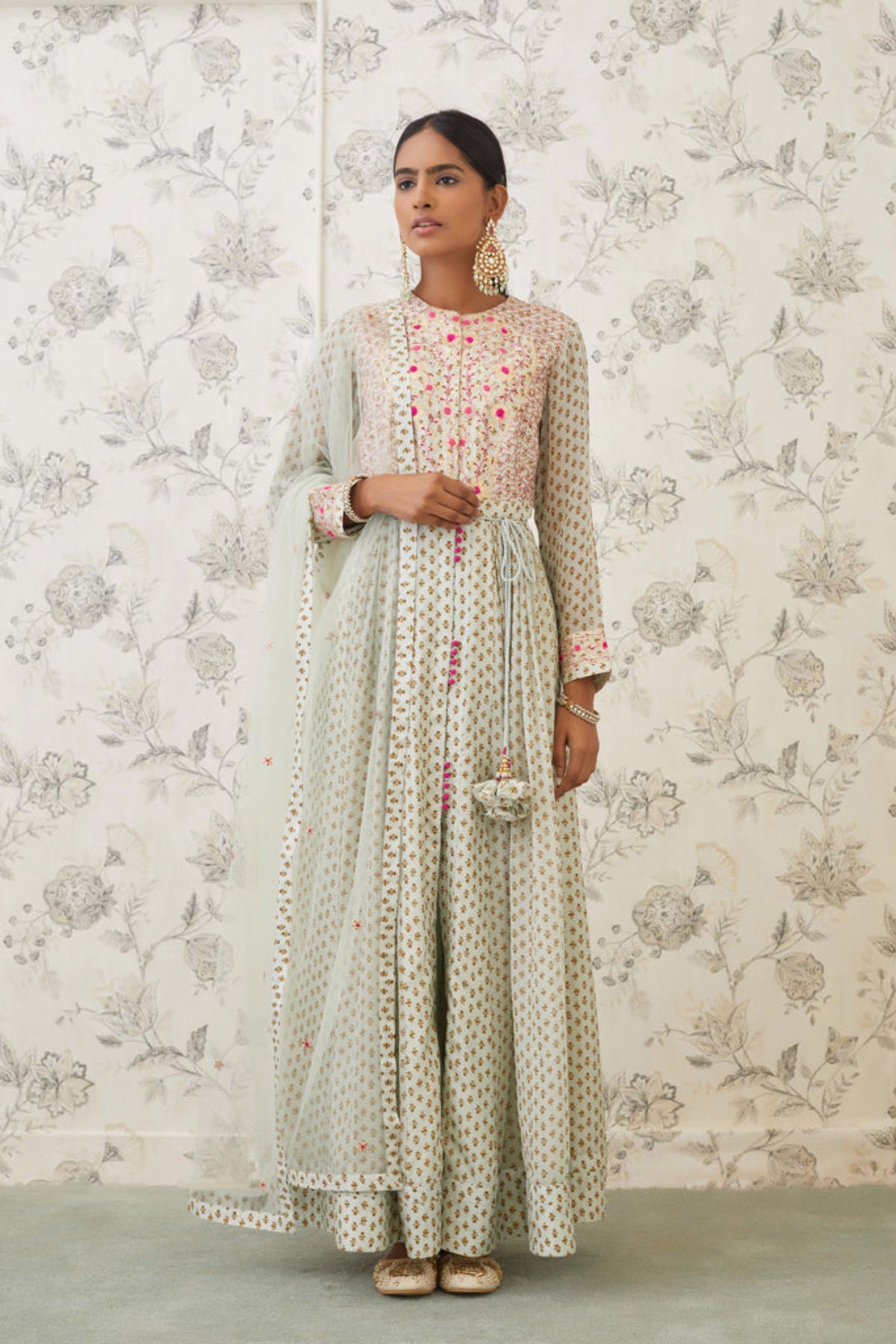 Sea green anarkali set