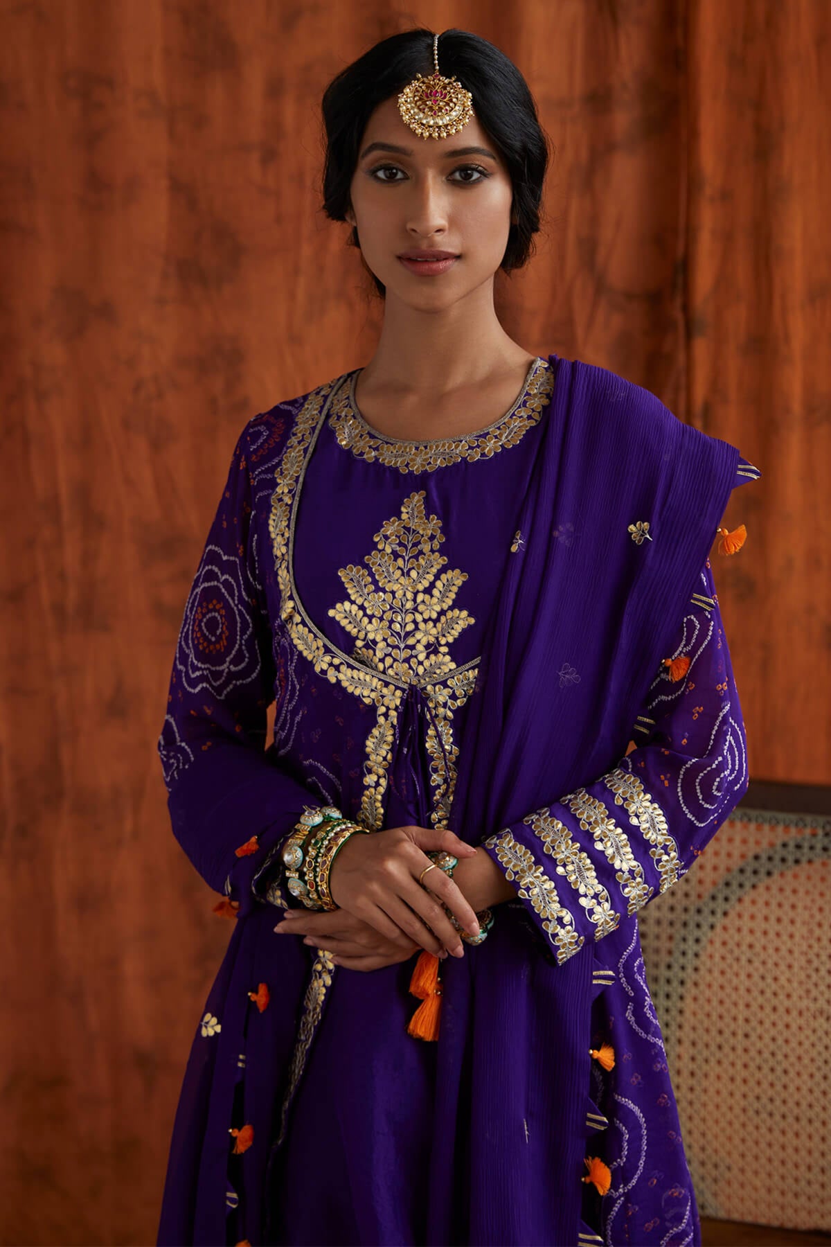 Purple mughal kurta set