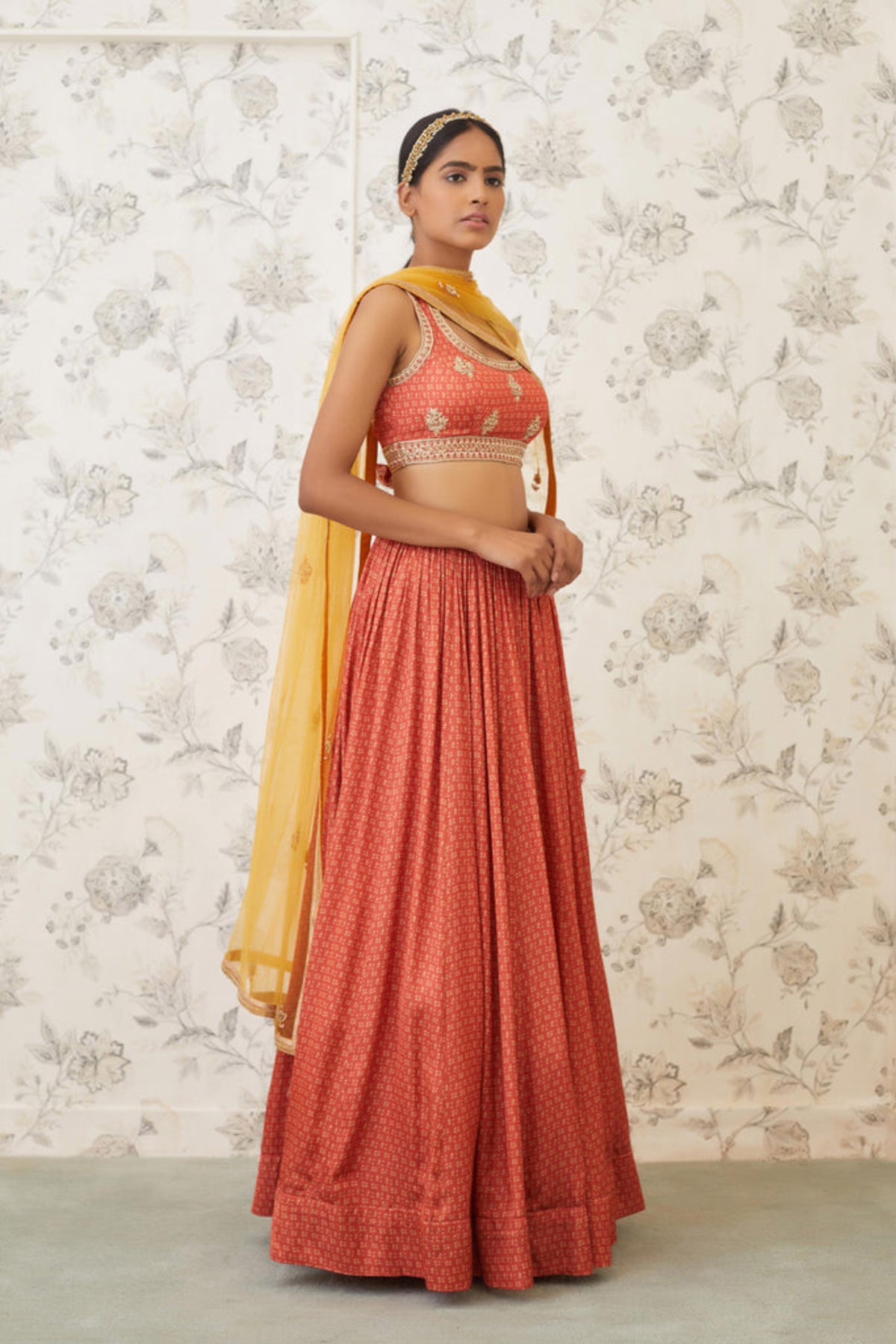 Rust orange lehenga set