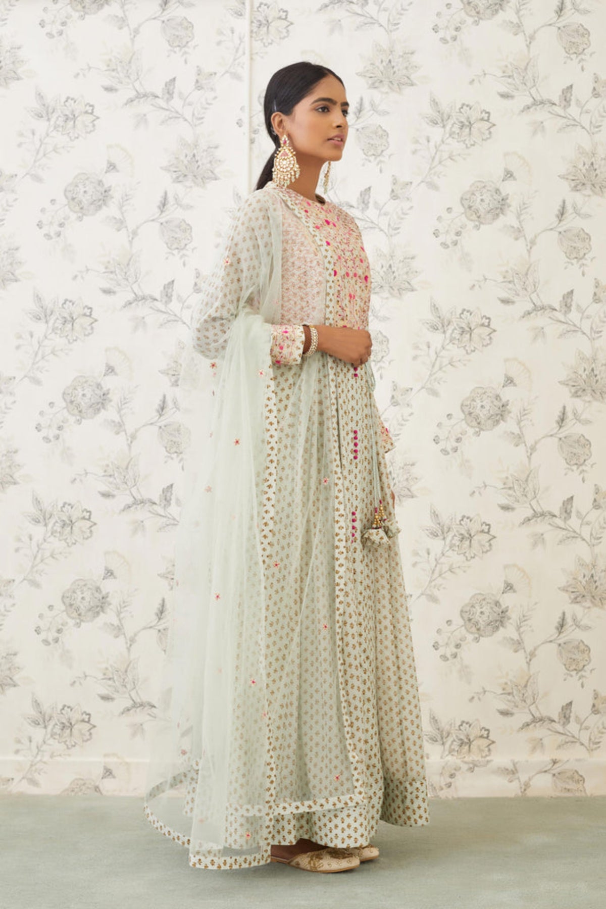 Sea green anarkali set