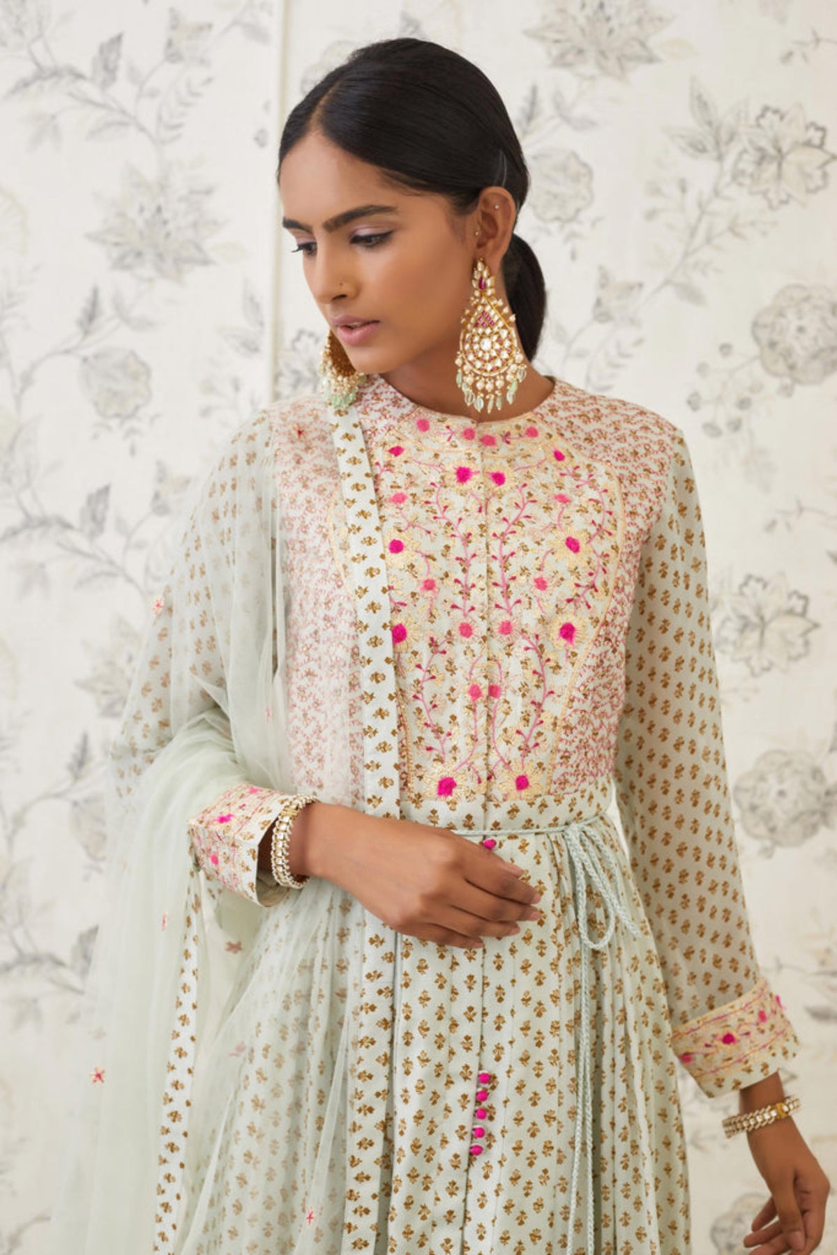 Sea green anarkali set