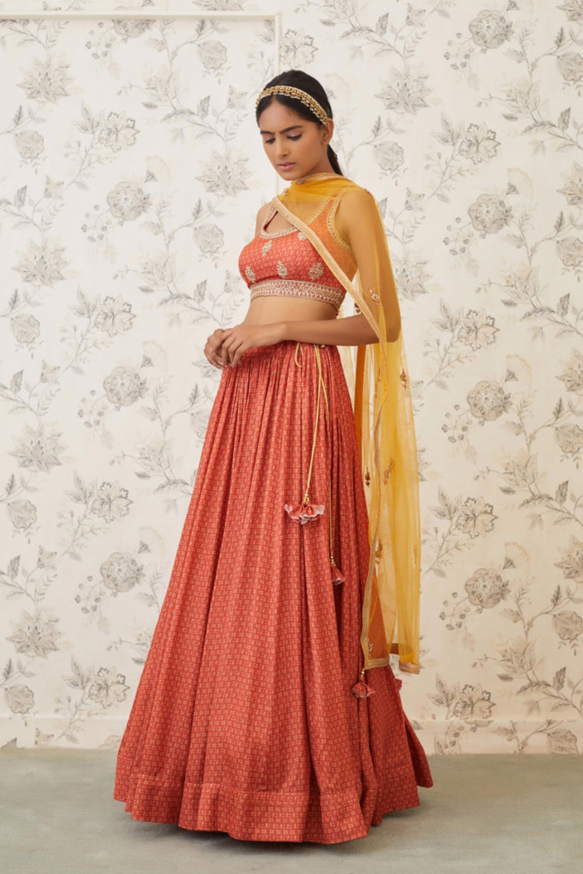 Rust orange lehenga set