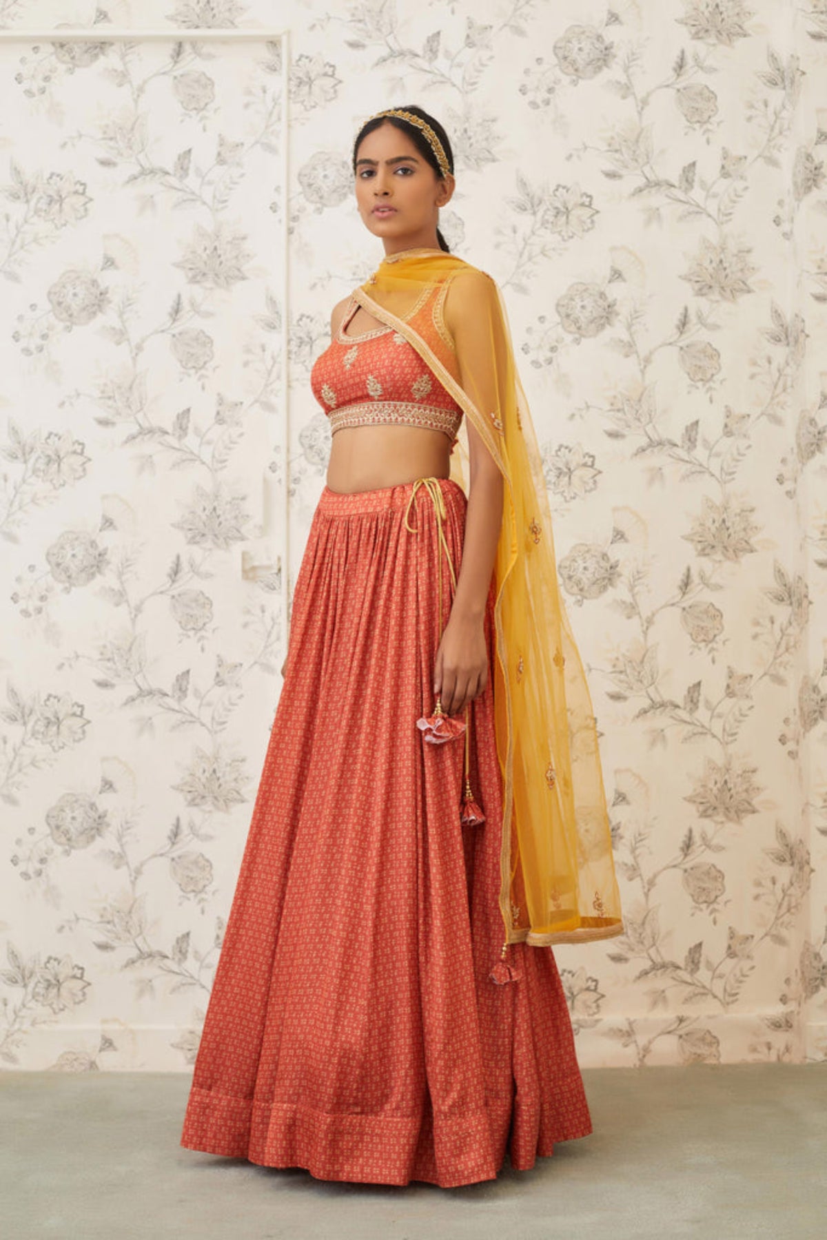 Rust orange lehenga set