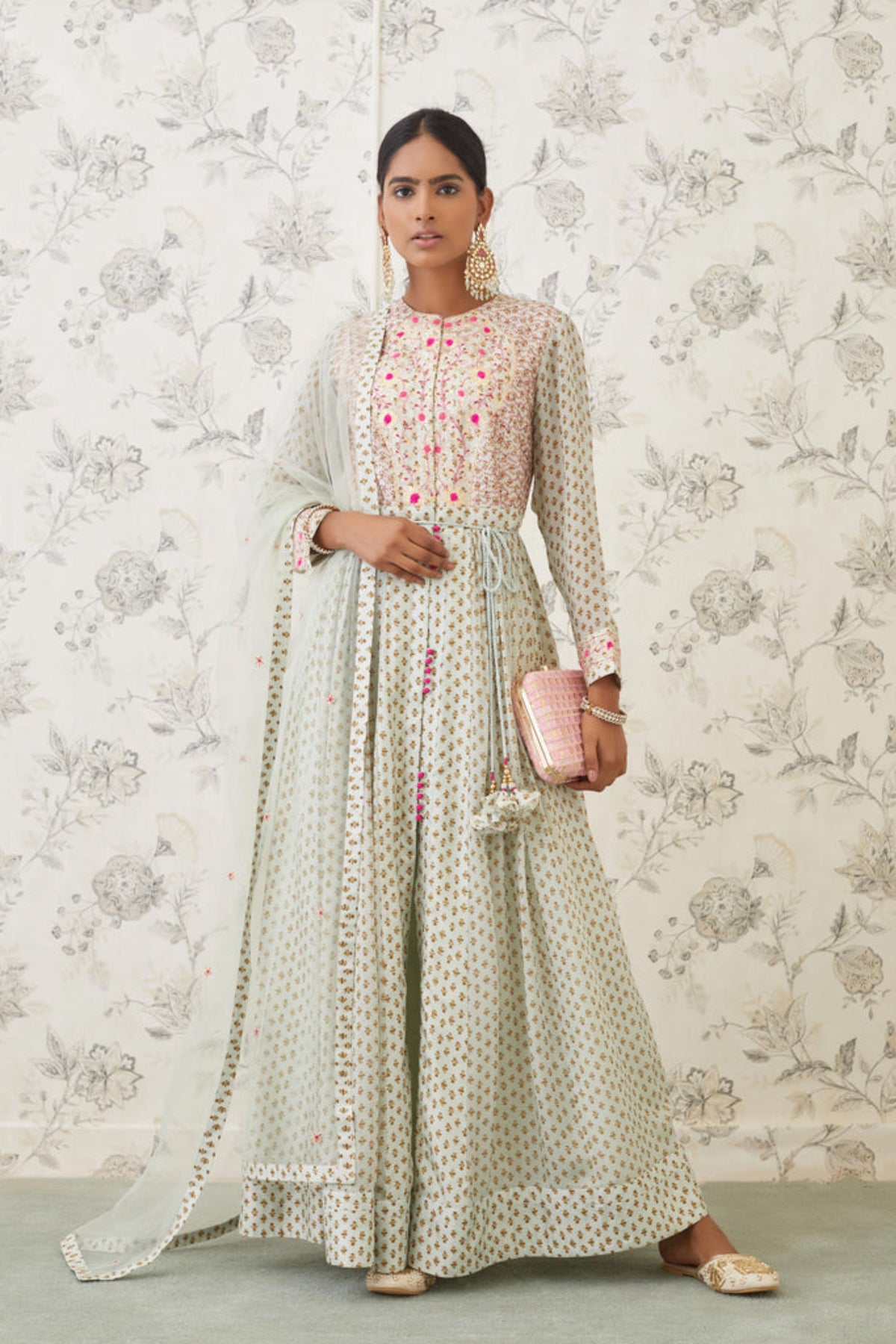Sea green anarkali set