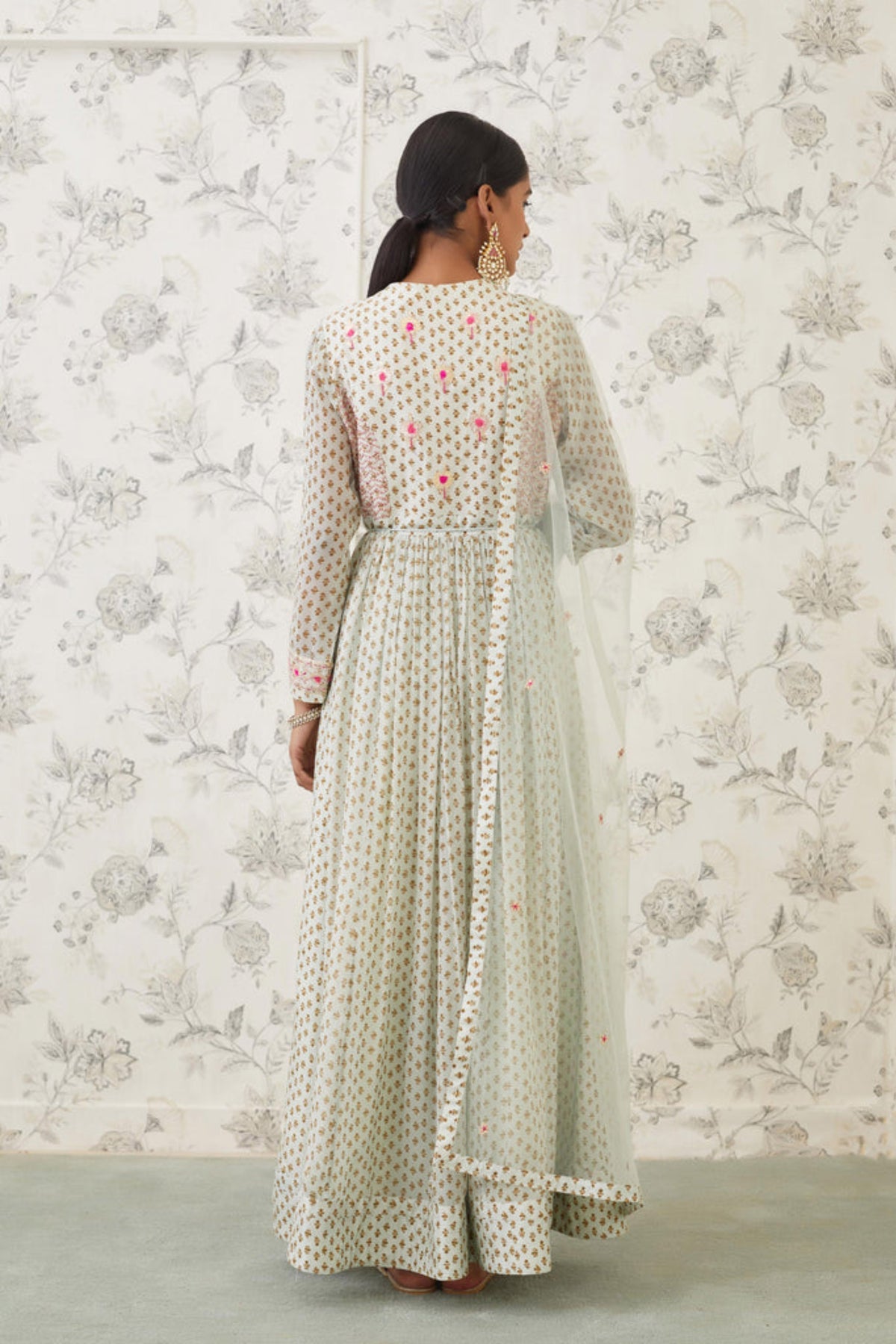 Sea green anarkali set