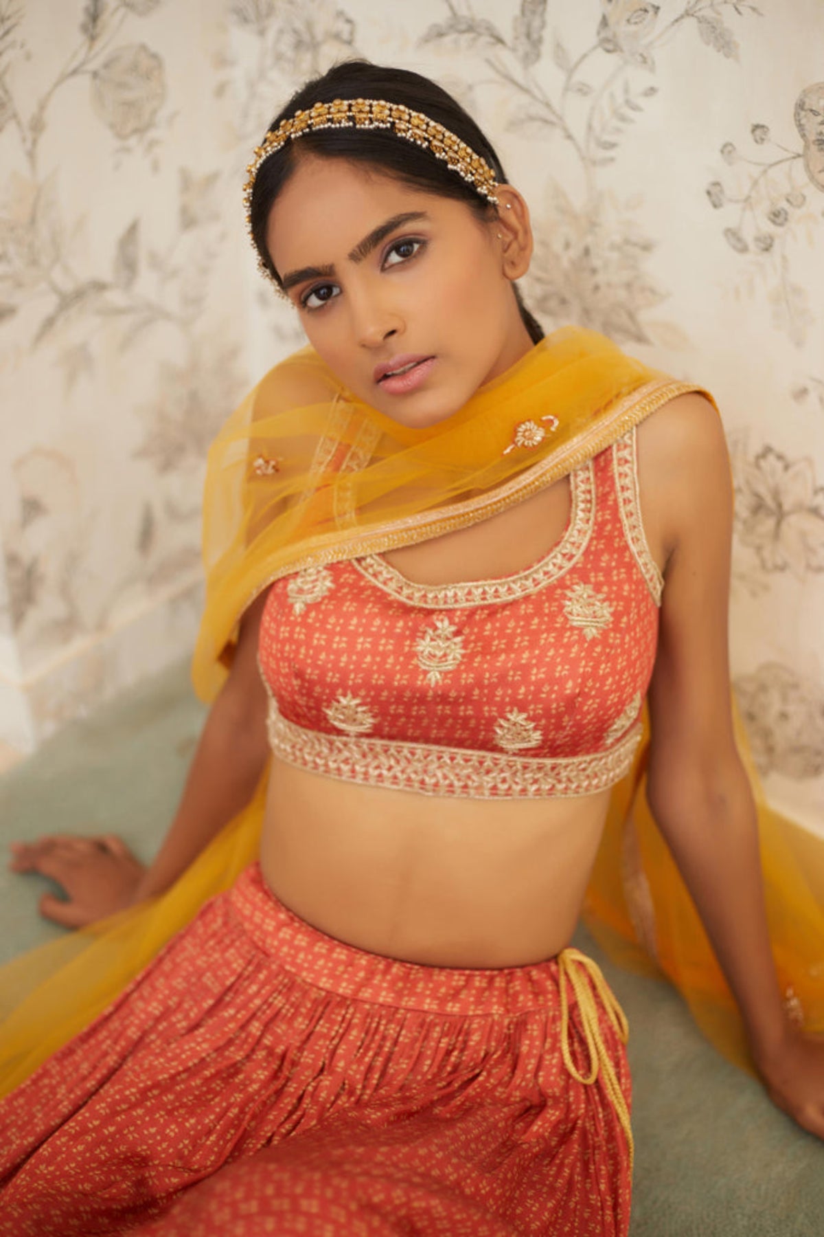Rust orange lehenga set