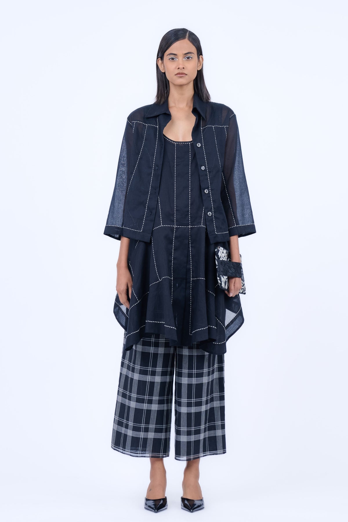 Kantha Black Cotton Tank