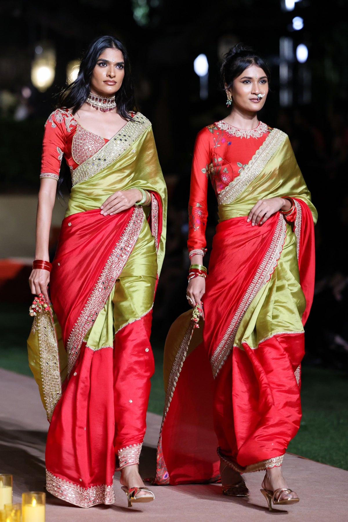 Surkh Laal Marodi Saree Set