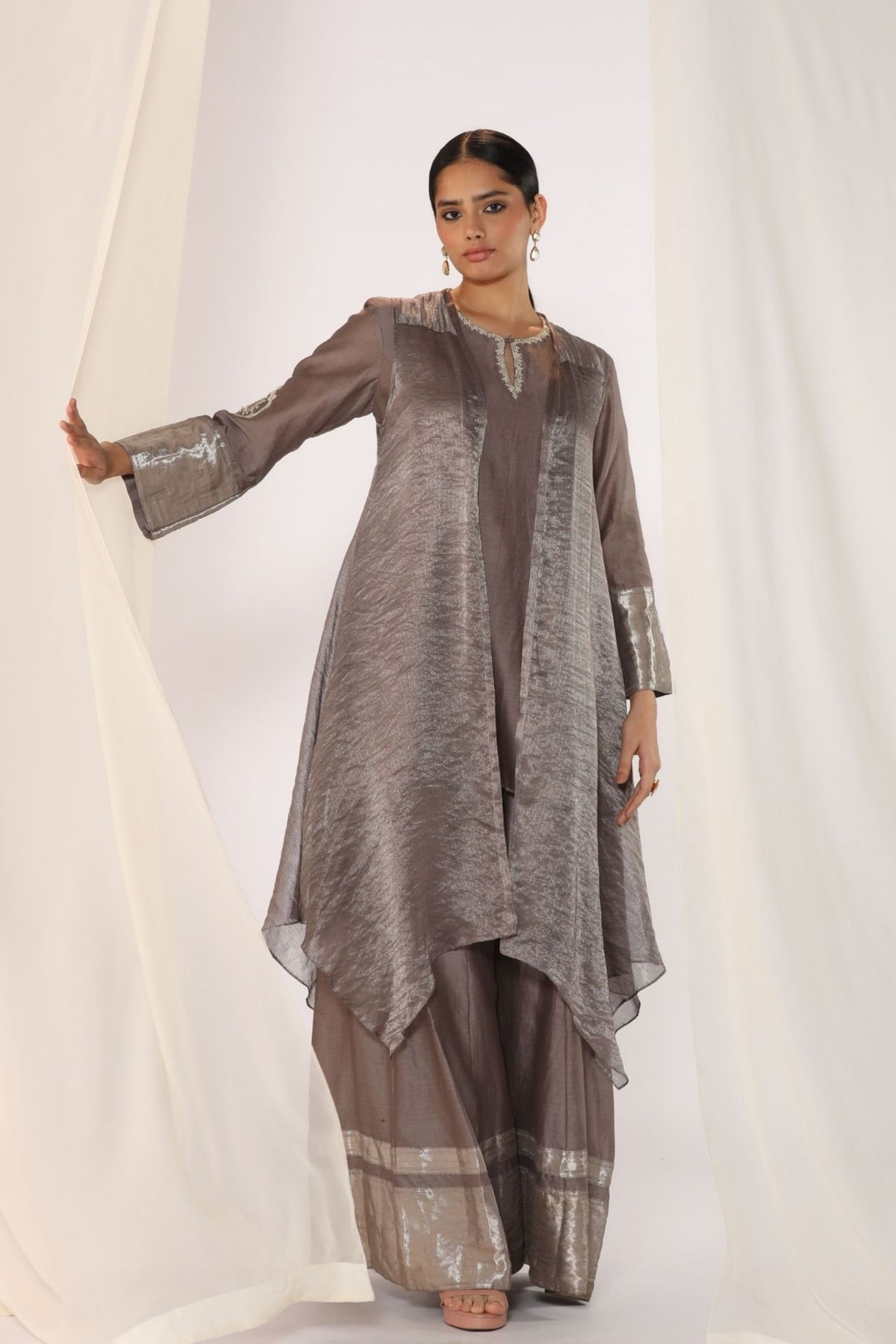 Dove Grey Embroidered Kurta Set